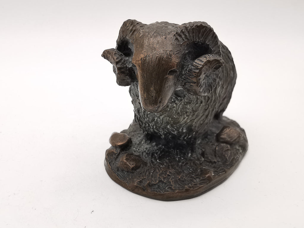 Cold Cast Bronze Ram Figurine, British Countryside Animal Art