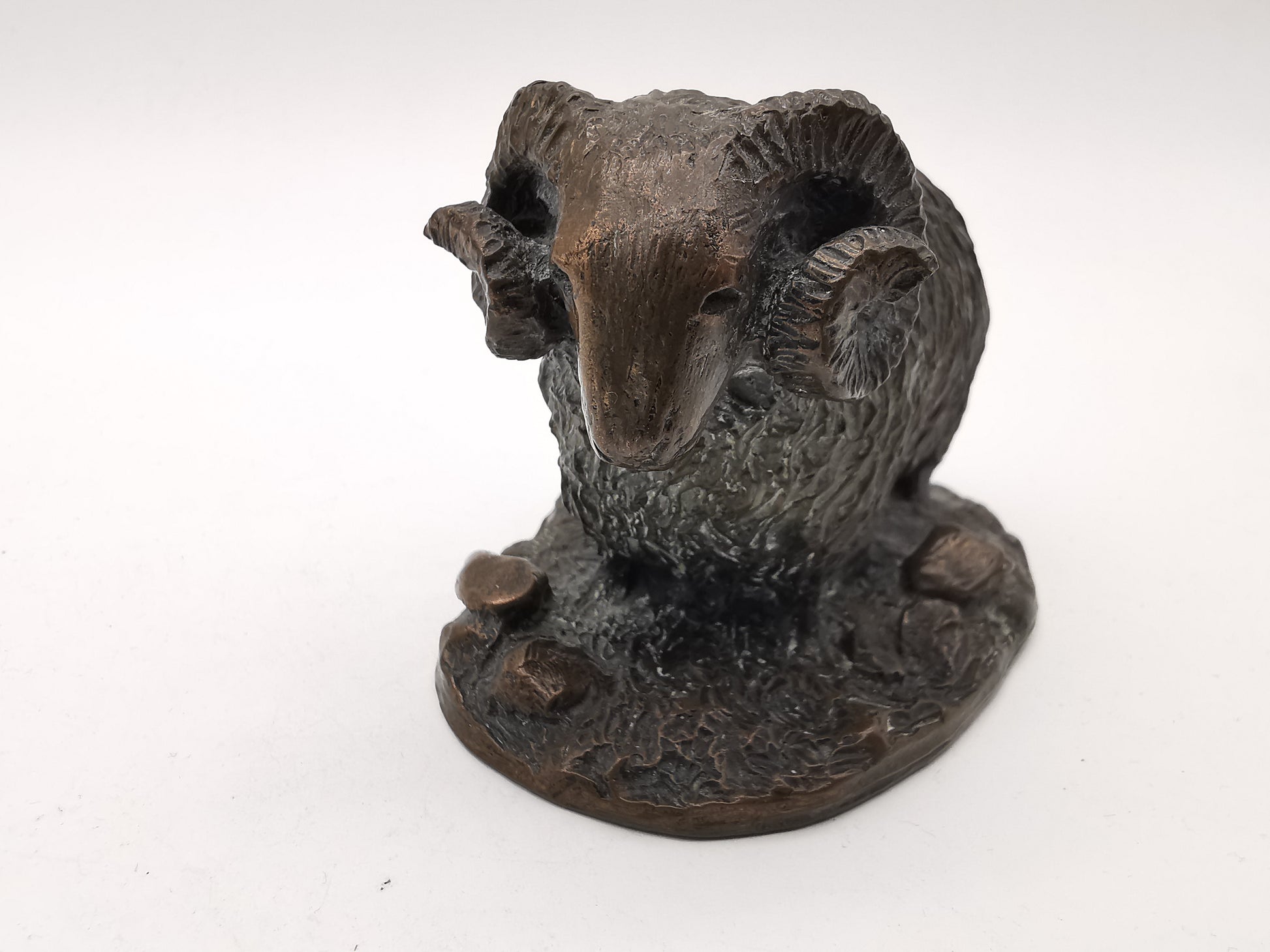 Cold Cast Bronze Ram Figurine, British Countryside Animal Art