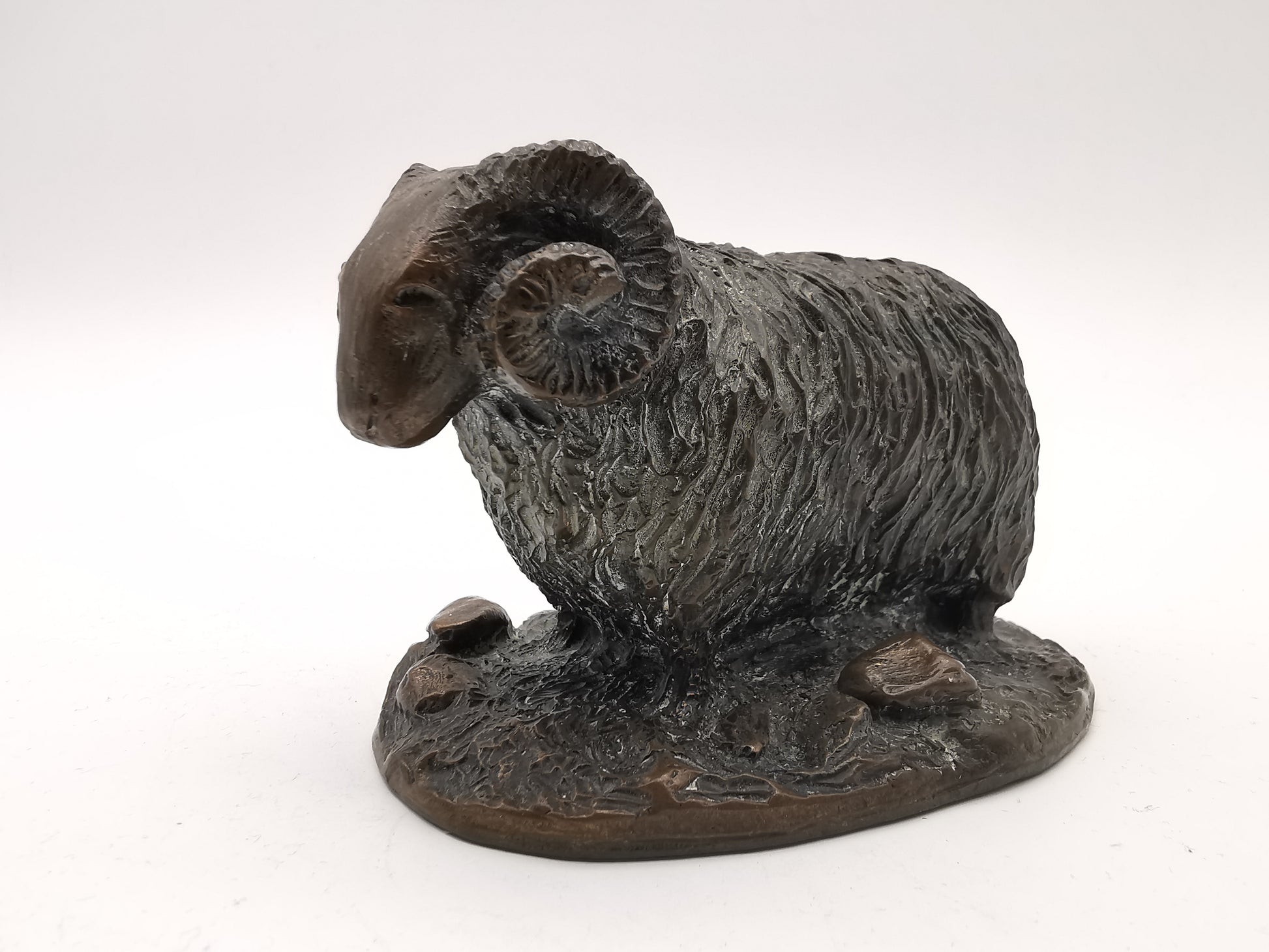 Cold Cast Bronze Ram Figurine, British Countryside Animal Art