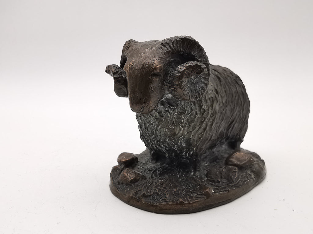 Cold Cast Bronze Ram Figurine, British Countryside Animal Art