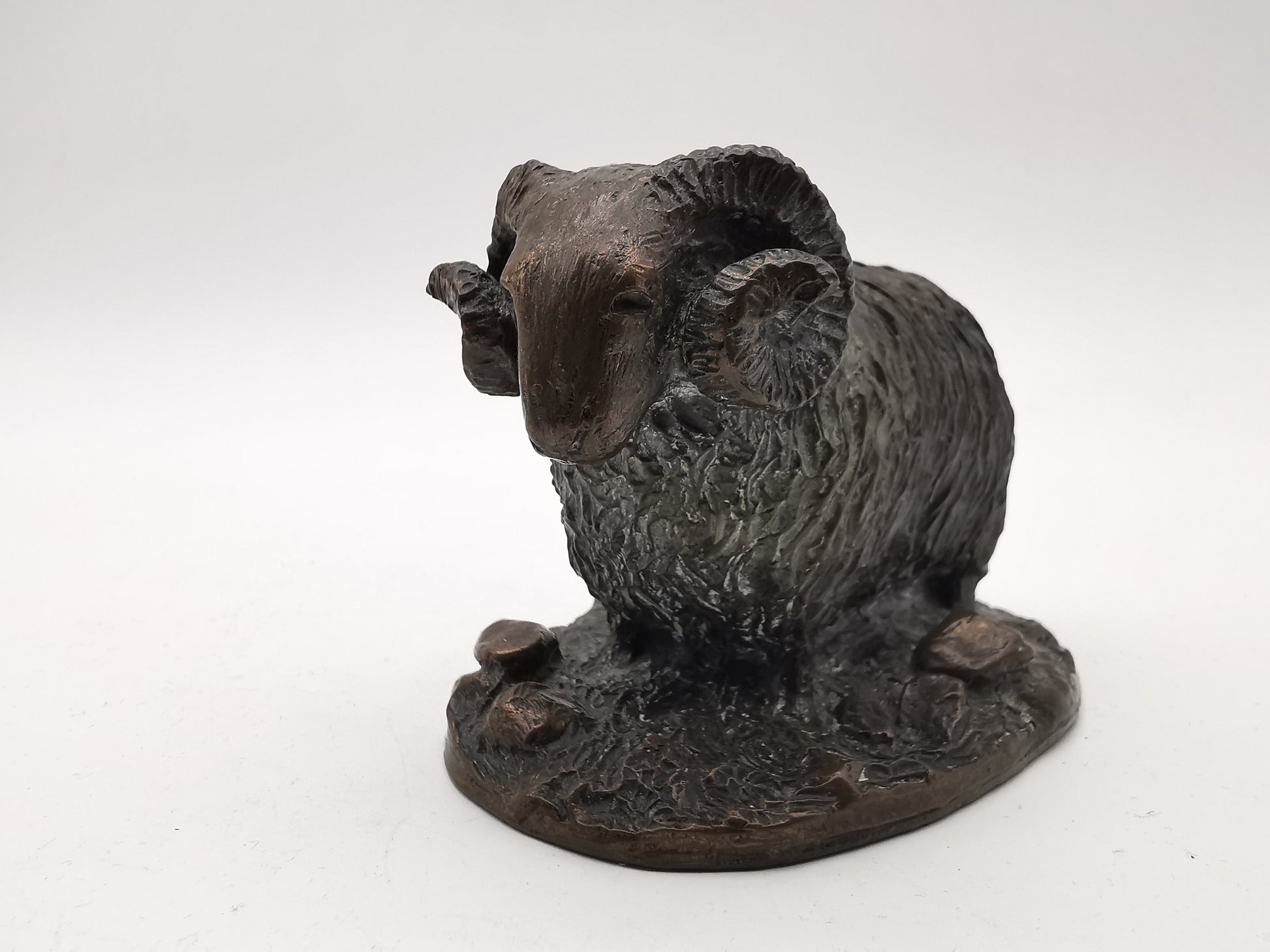 Cold Cast Bronze Ram Figurine, British Countryside Animal Art