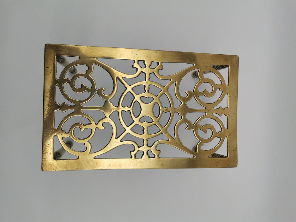 Antique Victorian Pierced Brass Fireplace Trivet Kettle Stand