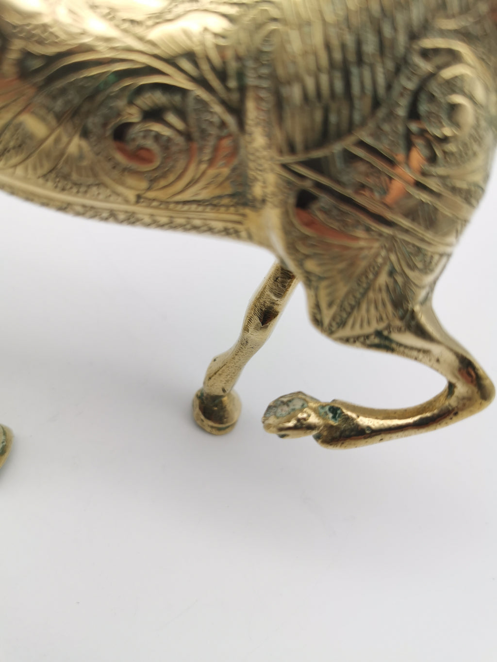 Vintage Etched Brass Horse Figurine- Mid-Century Hand-Engraved Statue of Ornate Arabian Stallion