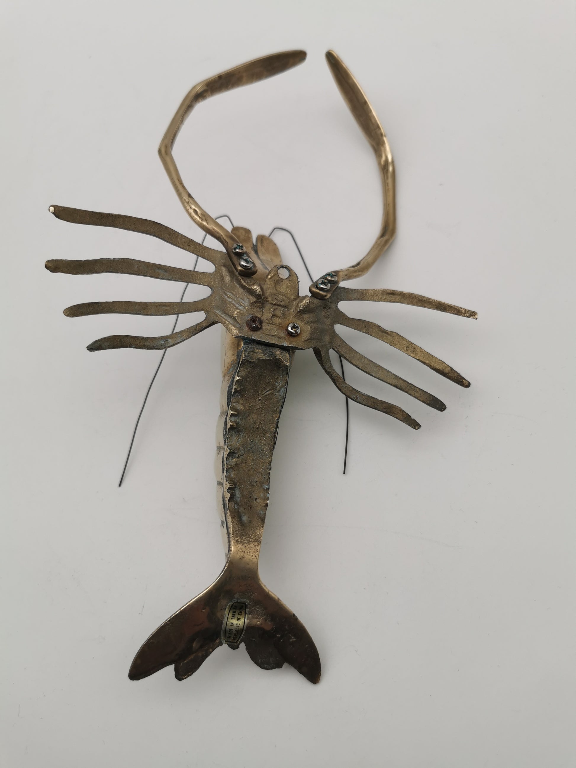 Vintage Brass Lobster Crawfish Sculpture – Mid-Century  Nautical Wall Art