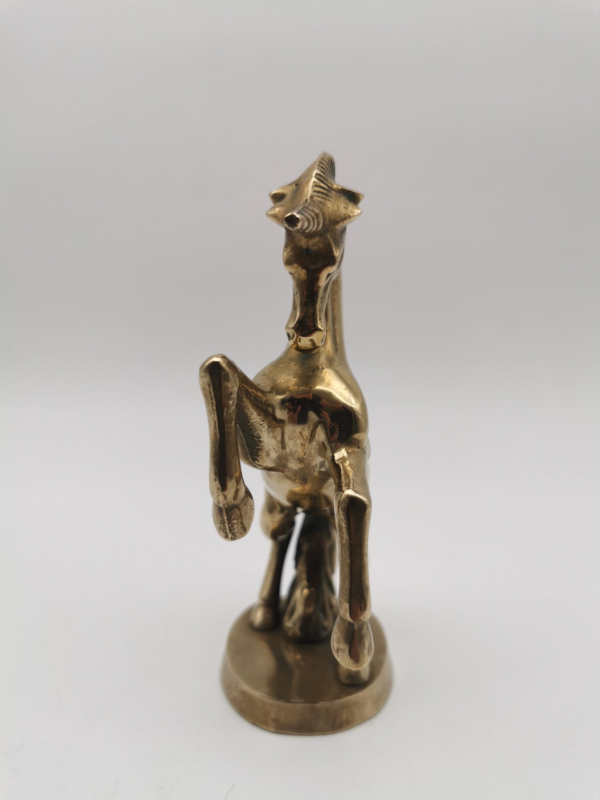 Vintage Solid Brass Rearing Unicorn Figurine –  Mythical Statue (6.5")