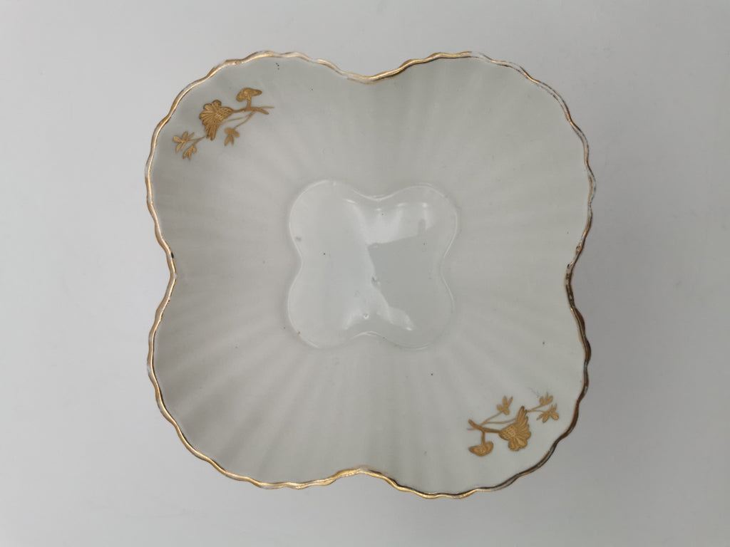 Antique Wileman Foley China "Foley Shape" 4-Lobed Gold Gilt Slop Sugar Bowl, Pre- Shelley, c.1894 (Pattern 3981)