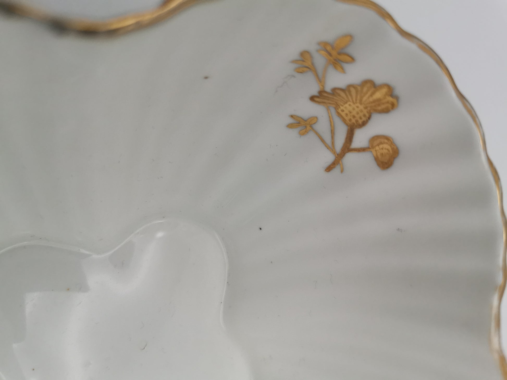 Antique Wileman Foley China "Foley Shape" 4-Lobed Gold Gilt Slop Sugar Bowl, Pre- Shelley, c.1894 (Pattern 3981)