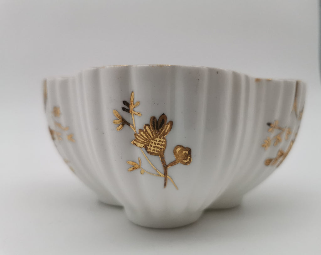 Antique Wileman Foley China "Foley Shape" 4-Lobed Gold Gilt Slop Sugar Bowl, Pre- Shelley, c.1894 (Pattern 3981)