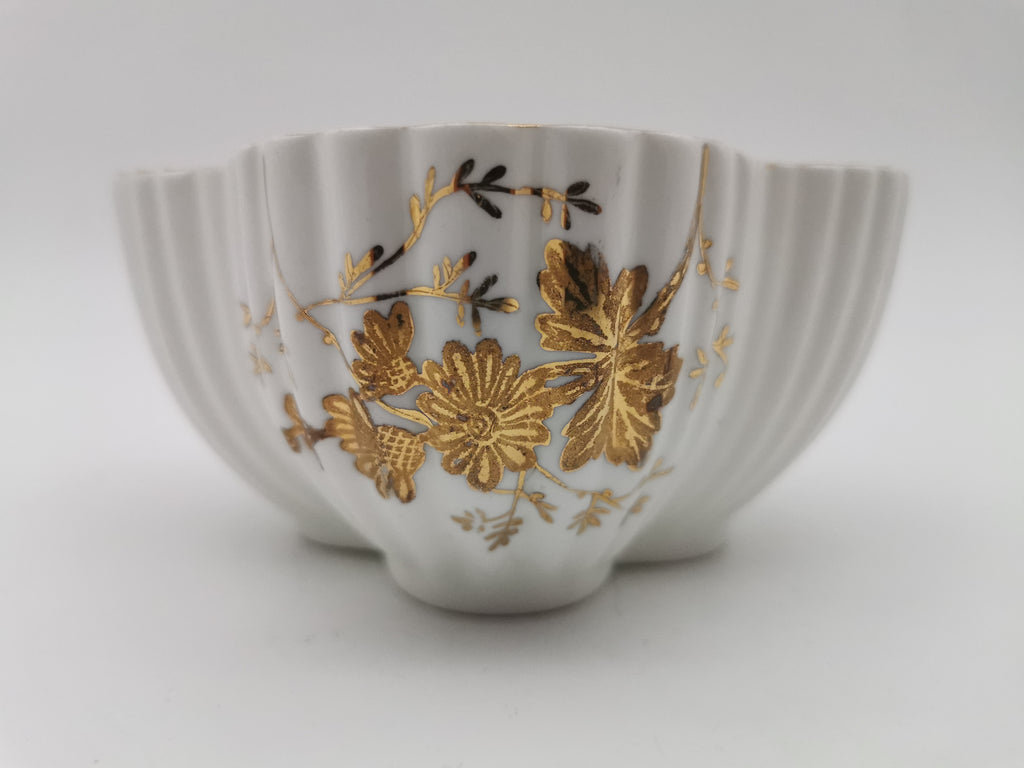 Antique Wileman Foley China "Foley Shape" 4-Lobed Gold Gilt Slop Sugar Bowl, Pre- Shelley, c.1894 (Pattern 3981)