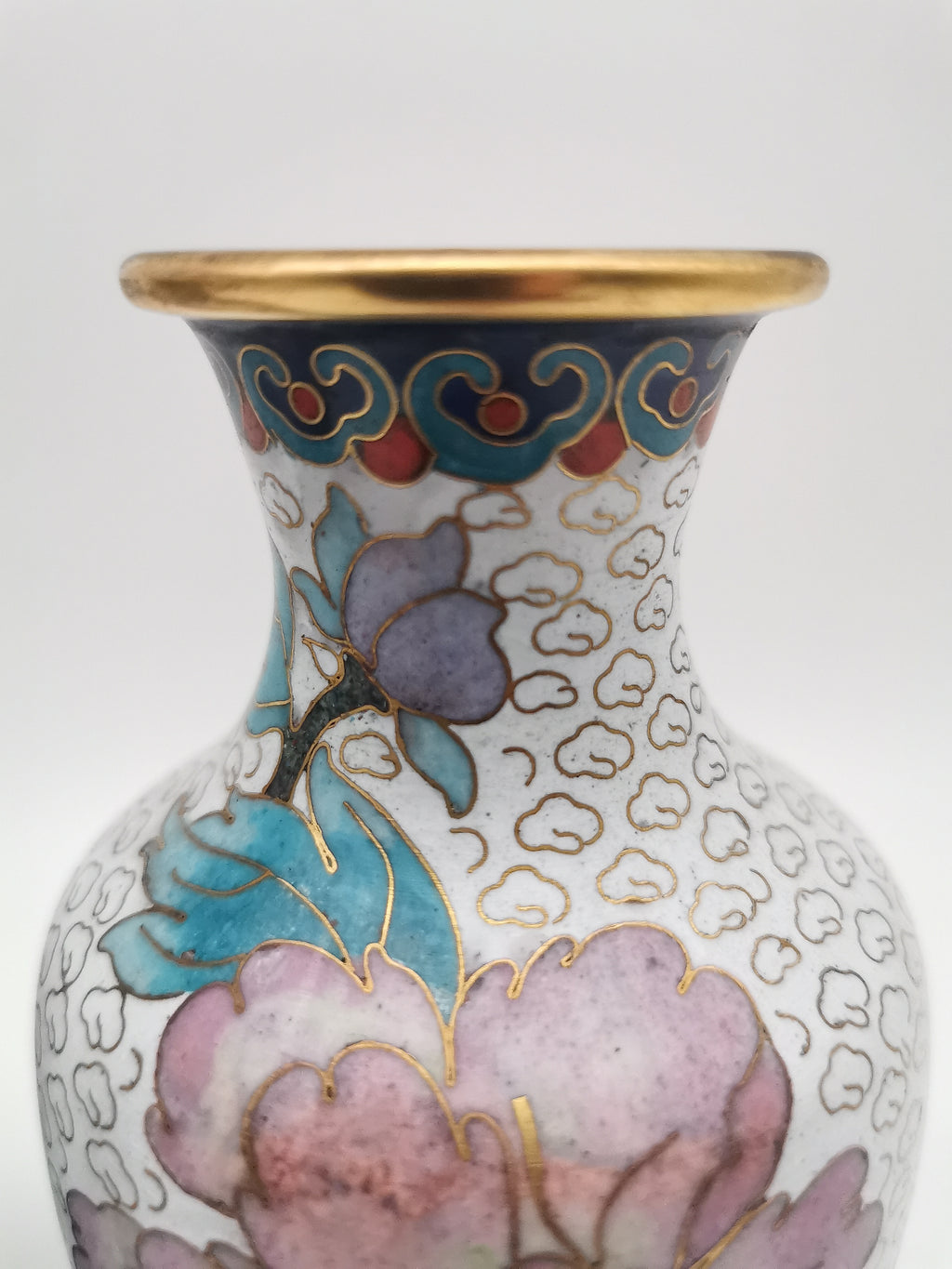 Mirror Pair 15cm Vintage Chinese Cloisonné Vases – Birds, Peonies and Magnolias