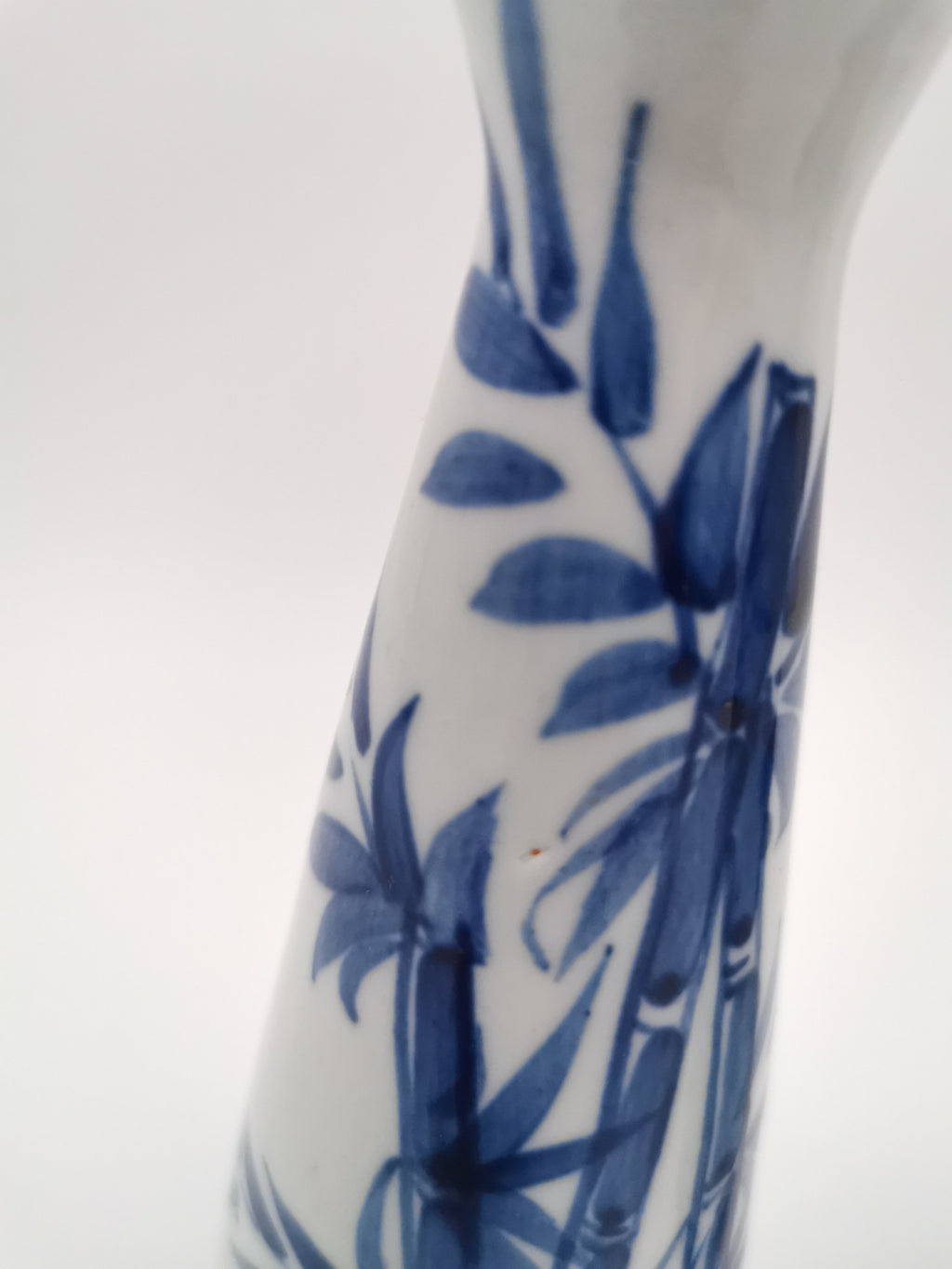 Pair of Vintage Japanese Blue and White Porcelain Tokkuri / Bamboo Bud Vases