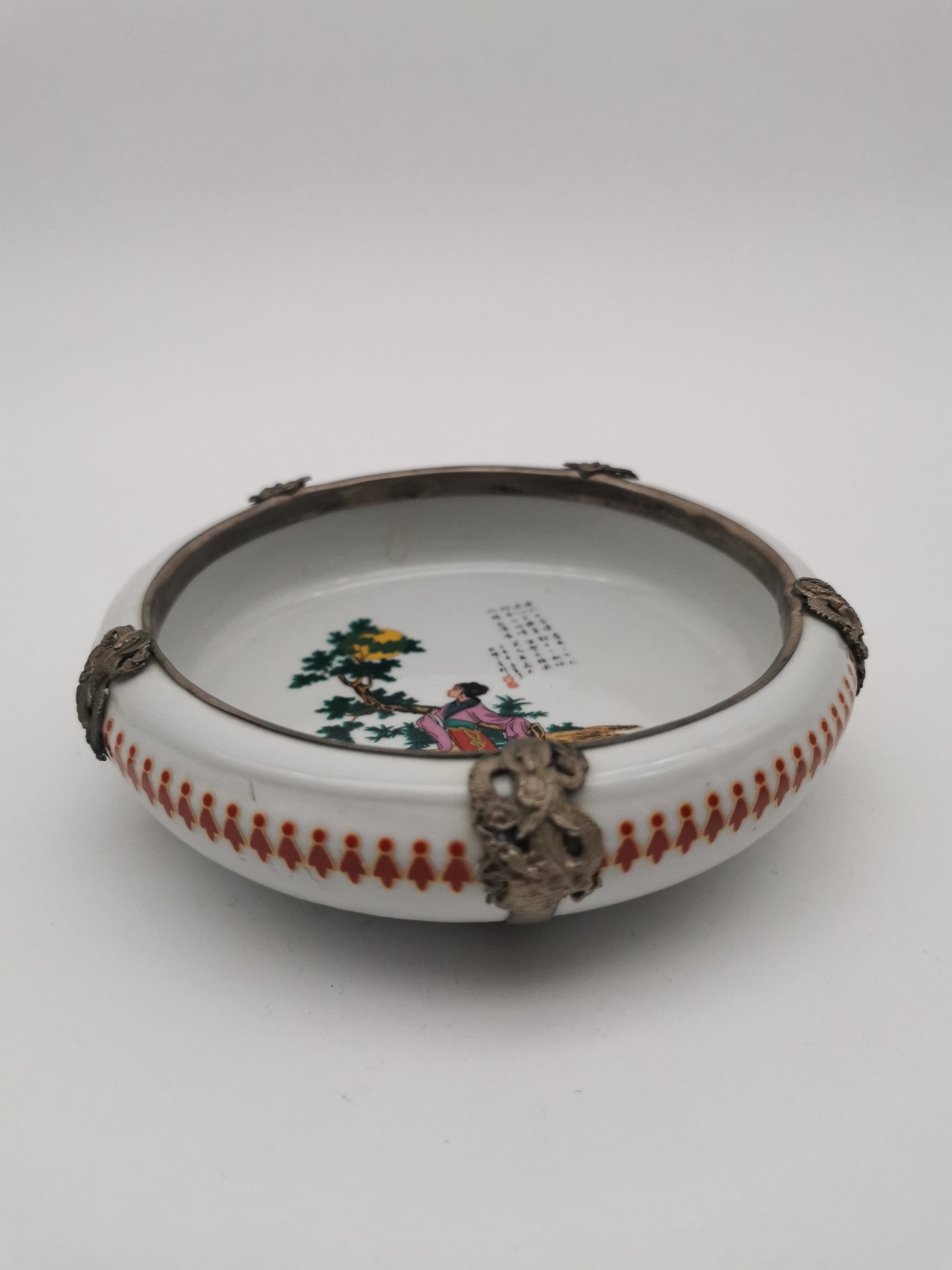 Chinese small porcelain metal mounted bowl