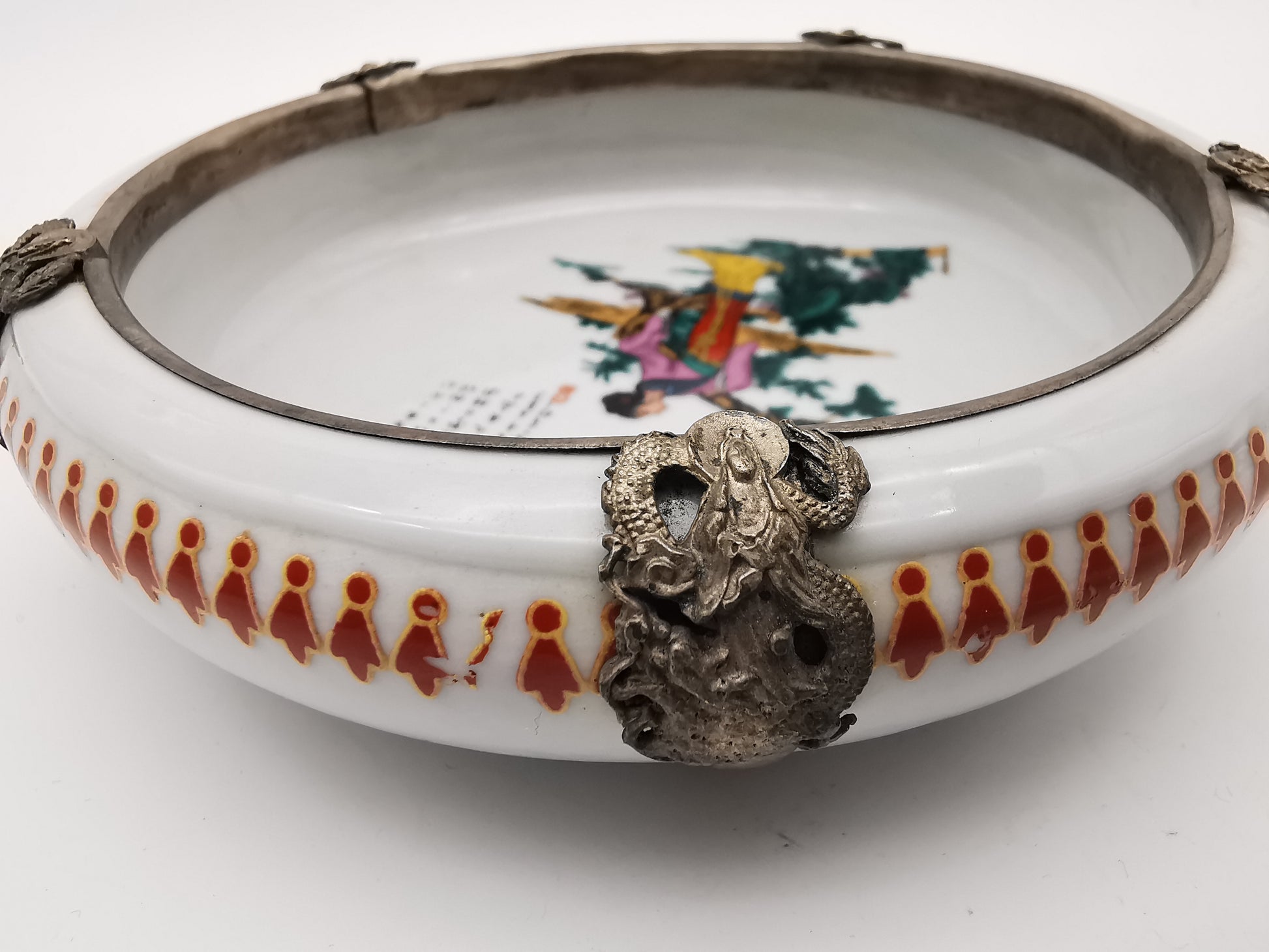 Chinese small porcelain metal mounted bowl