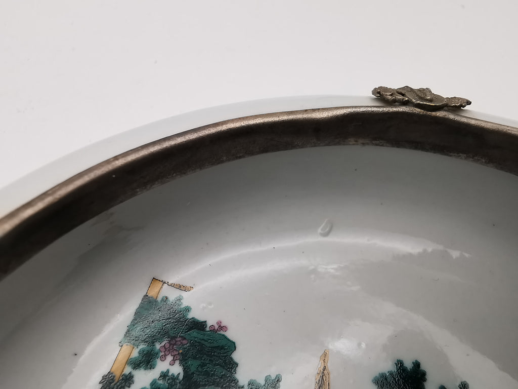 Chinese small porcelain metal mounted bowl