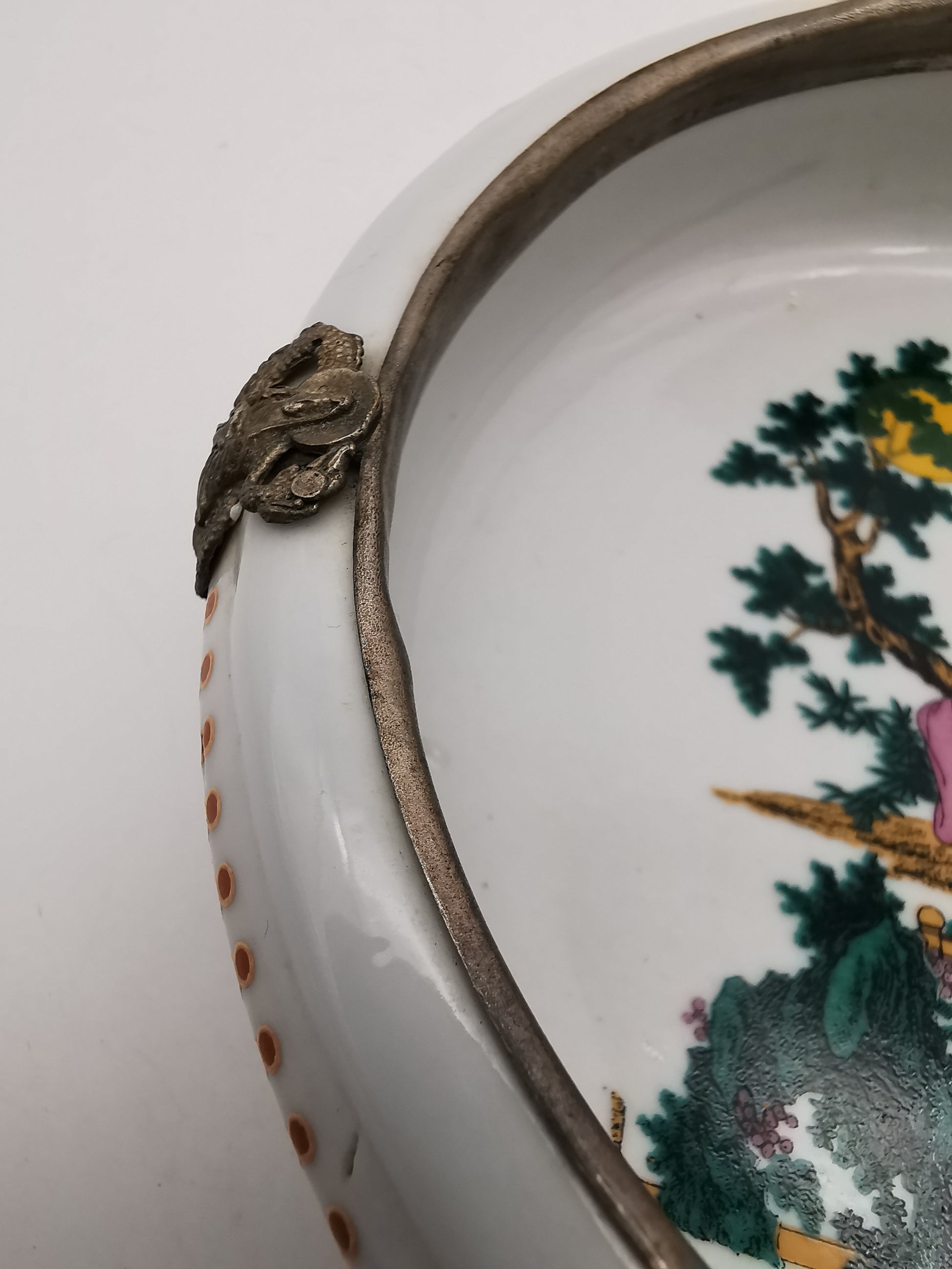 Chinese small porcelain metal mounted bowl