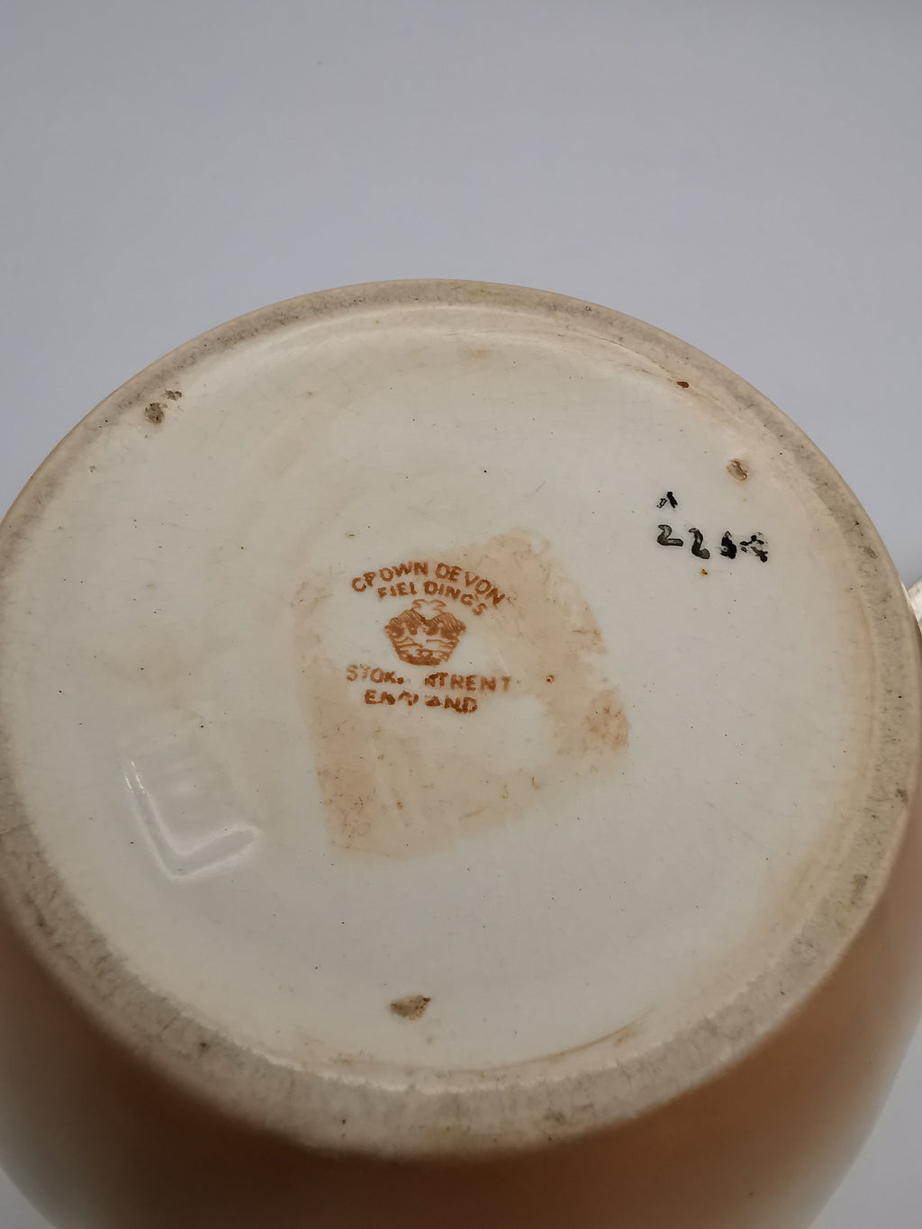 Antique/Vintage Crown Devon Biscuit Barrel, Hand-Painted Purple Pansies, S. Fielding & Co