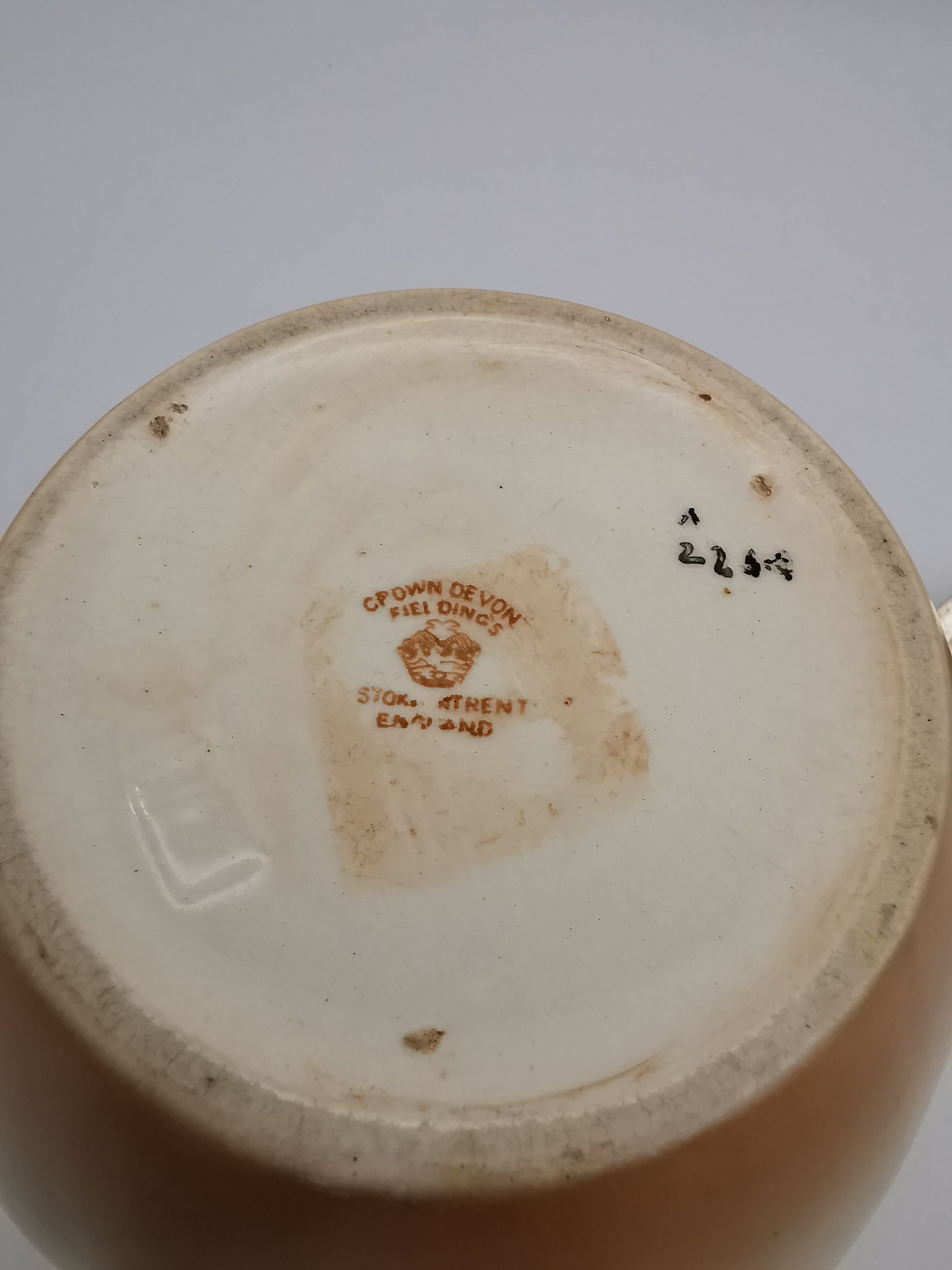 Antique/Vintage Crown Devon Biscuit Barrel, Hand-Painted Purple Pansies, S. Fielding & Co