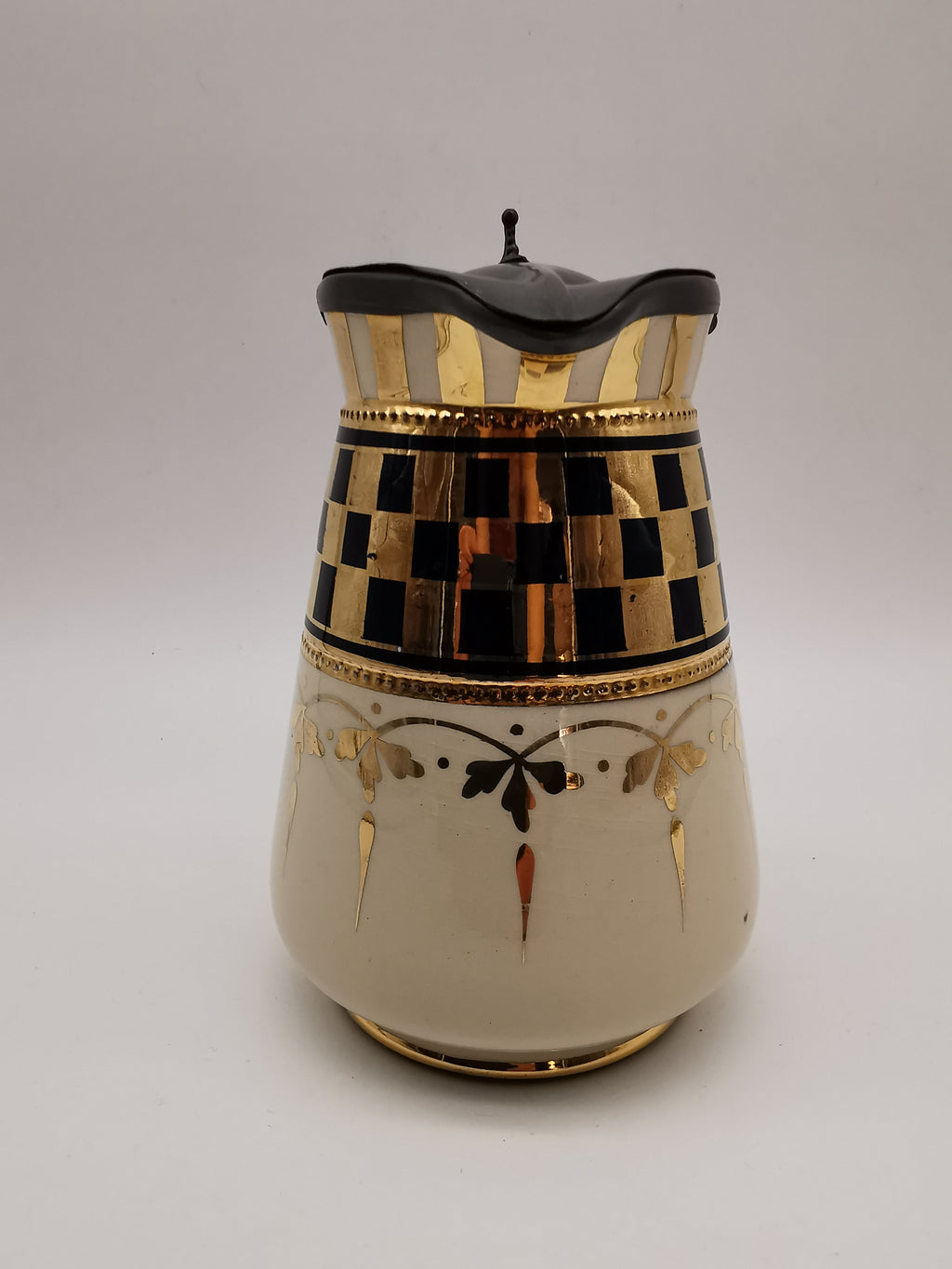 Black Gold Chequered Art Deco Milk/Cream Jug Pitcher, Lingard, Webster & Co.