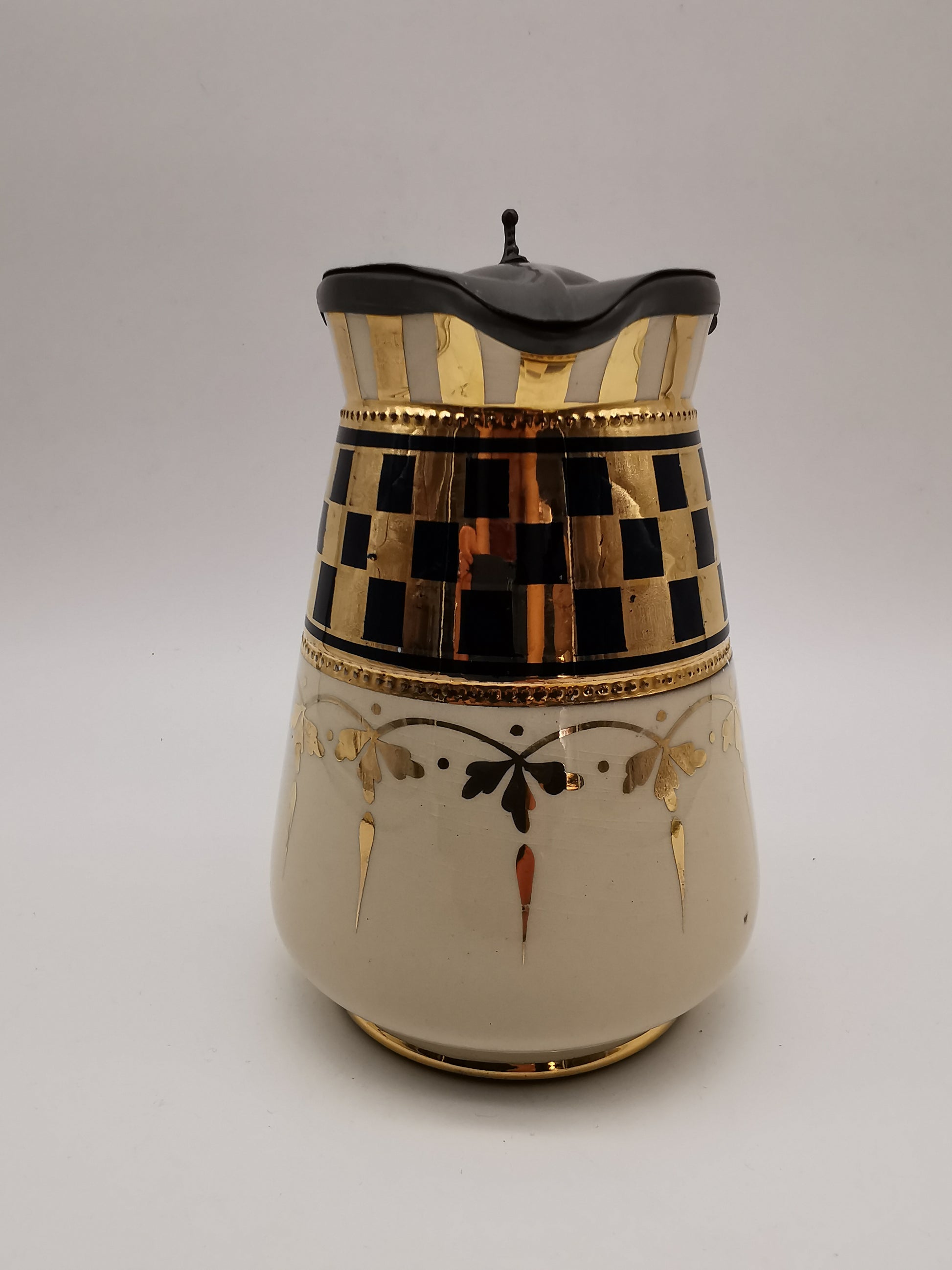 Black Gold Chequered Art Deco Milk/Cream Jug Pitcher, Lingard, Webster & Co.