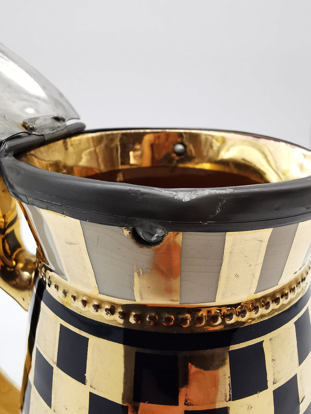 Black Gold Chequered Art Deco Milk/Cream Jug Pitcher, Lingard, Webster & Co.