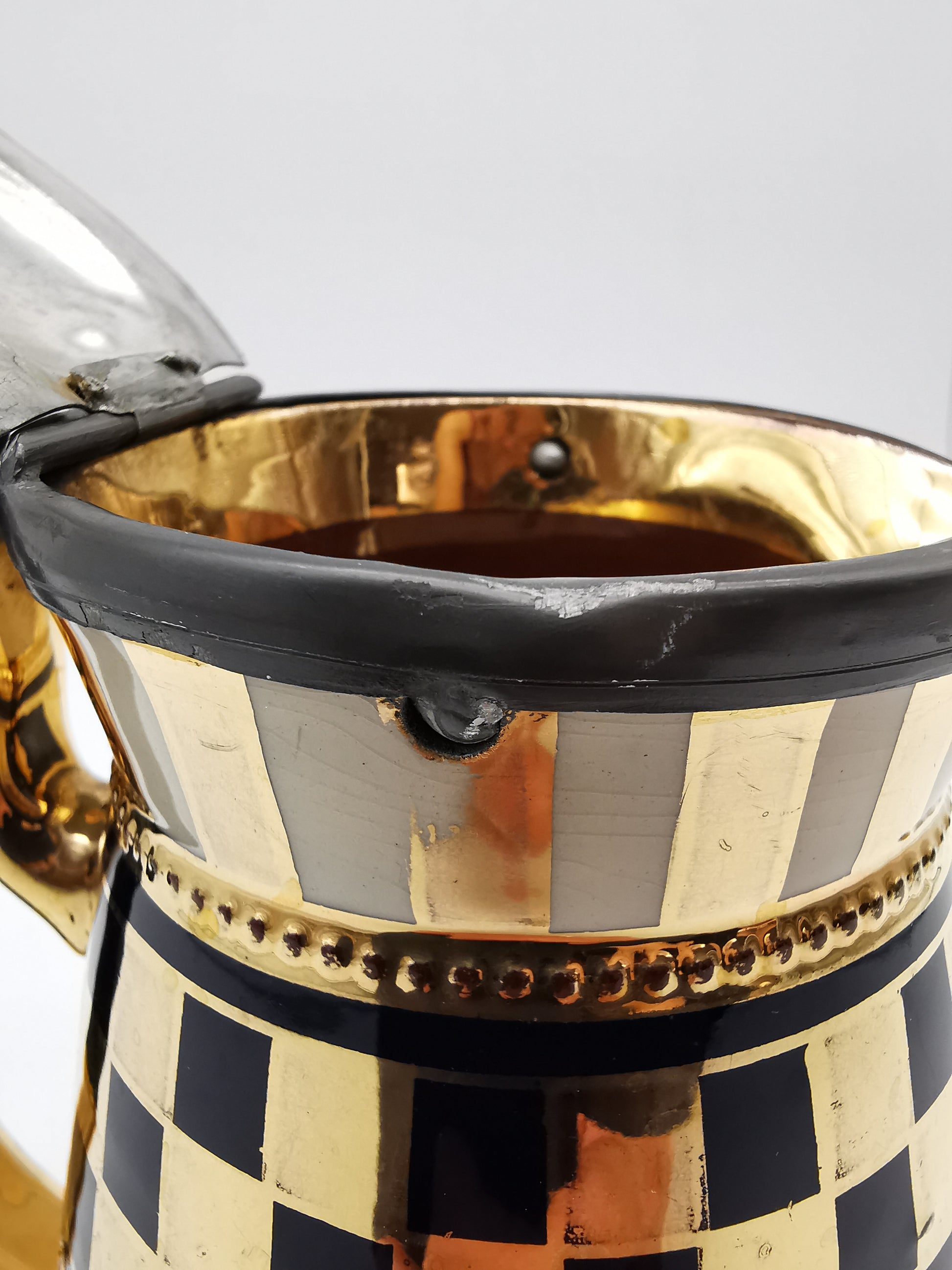 Black Gold Chequered Art Deco Milk/Cream Jug Pitcher, Lingard, Webster & Co.