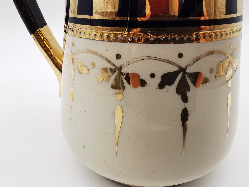 Black Gold Chequered Art Deco Milk/Cream Jug Pitcher, Lingard, Webster & Co.