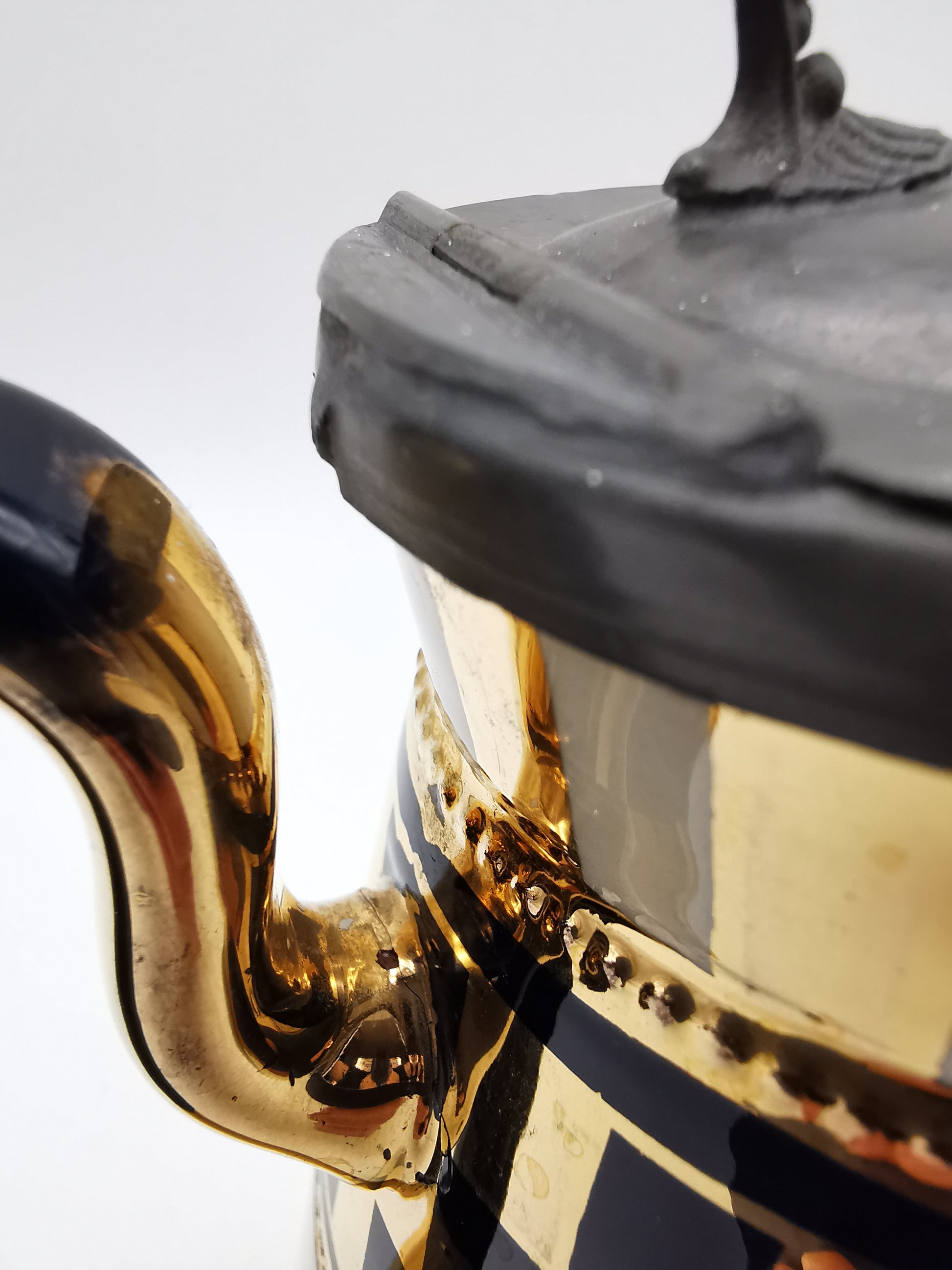 Black Gold Chequered Art Deco Milk/Cream Jug Pitcher, Lingard, Webster & Co.