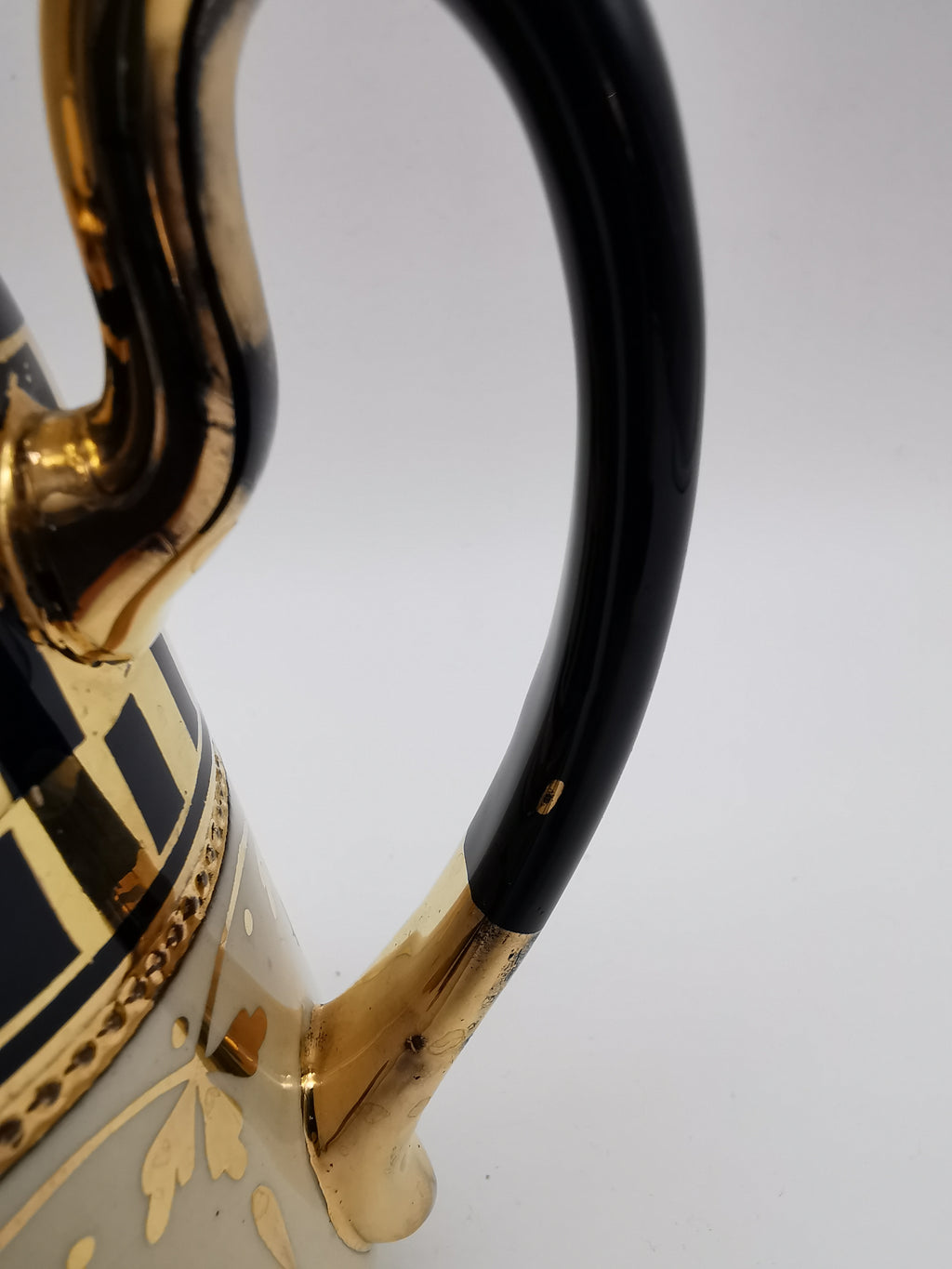 Black Gold Chequered Art Deco Milk/Cream Jug Pitcher, Lingard, Webster & Co.
