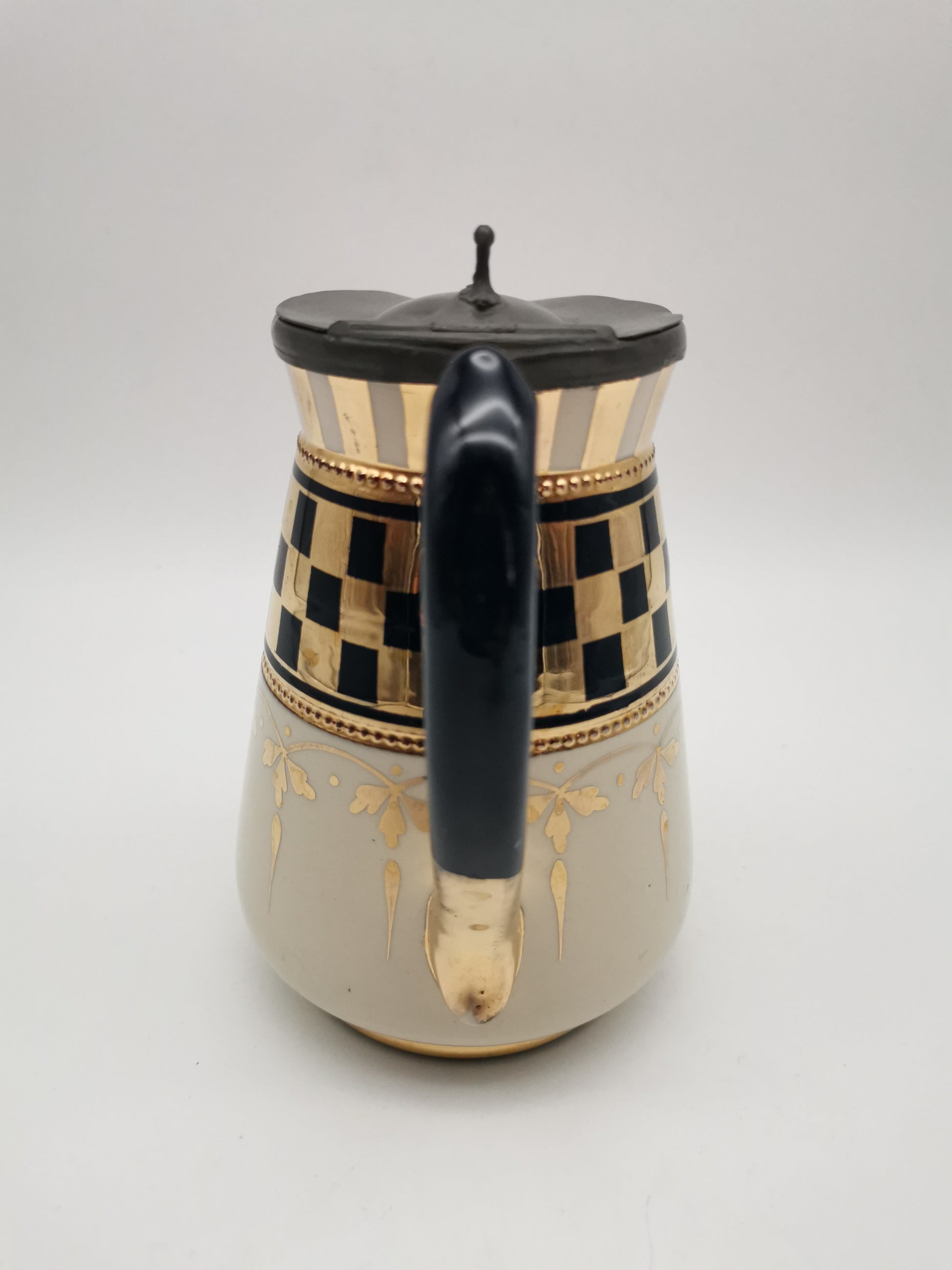 Black Gold Chequered Art Deco Milk/Cream Jug Pitcher, Lingard, Webster & Co.