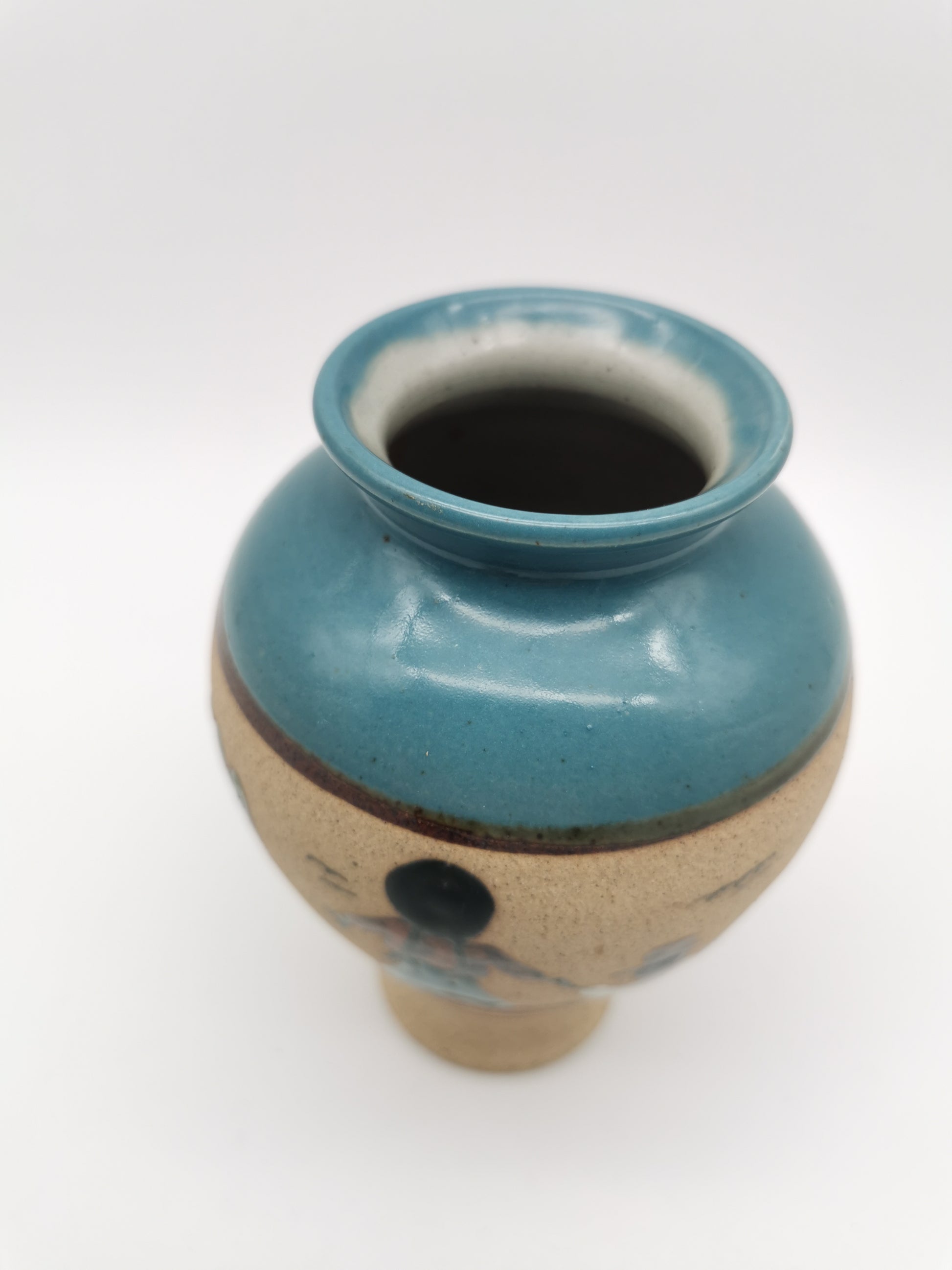 Vintage Signed JC Tonala Mexican Folk Art Vase - Desert Scene