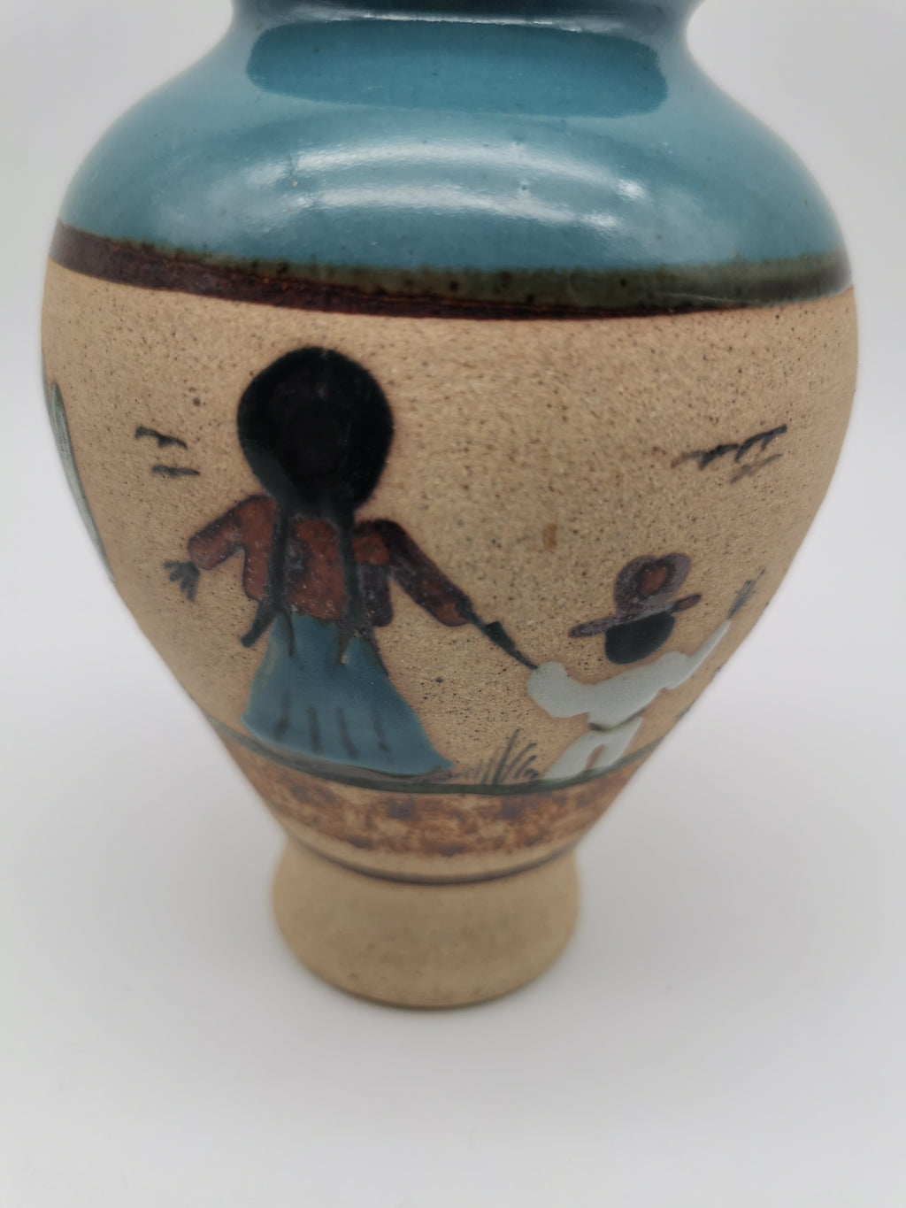 Vintage Signed JC Tonala Mexican Folk Art Vase - Desert Scene