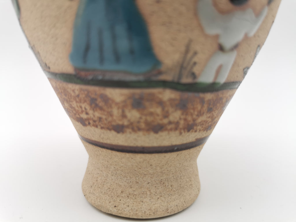 Vintage Signed JC Tonala Mexican Folk Art Vase - Desert Scene