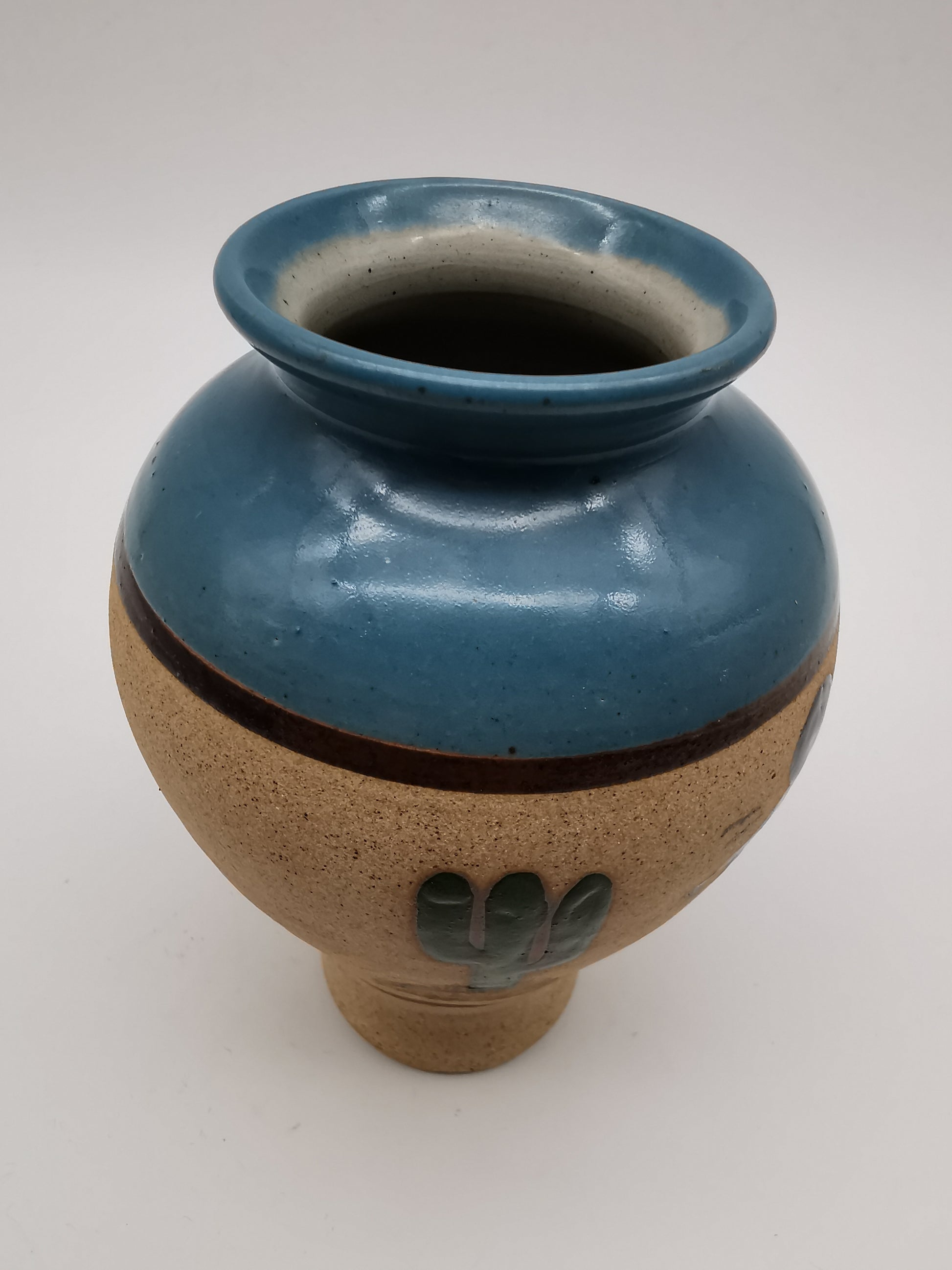 Vintage Signed JC Tonala Mexican Folk Art Vase - Desert Scene