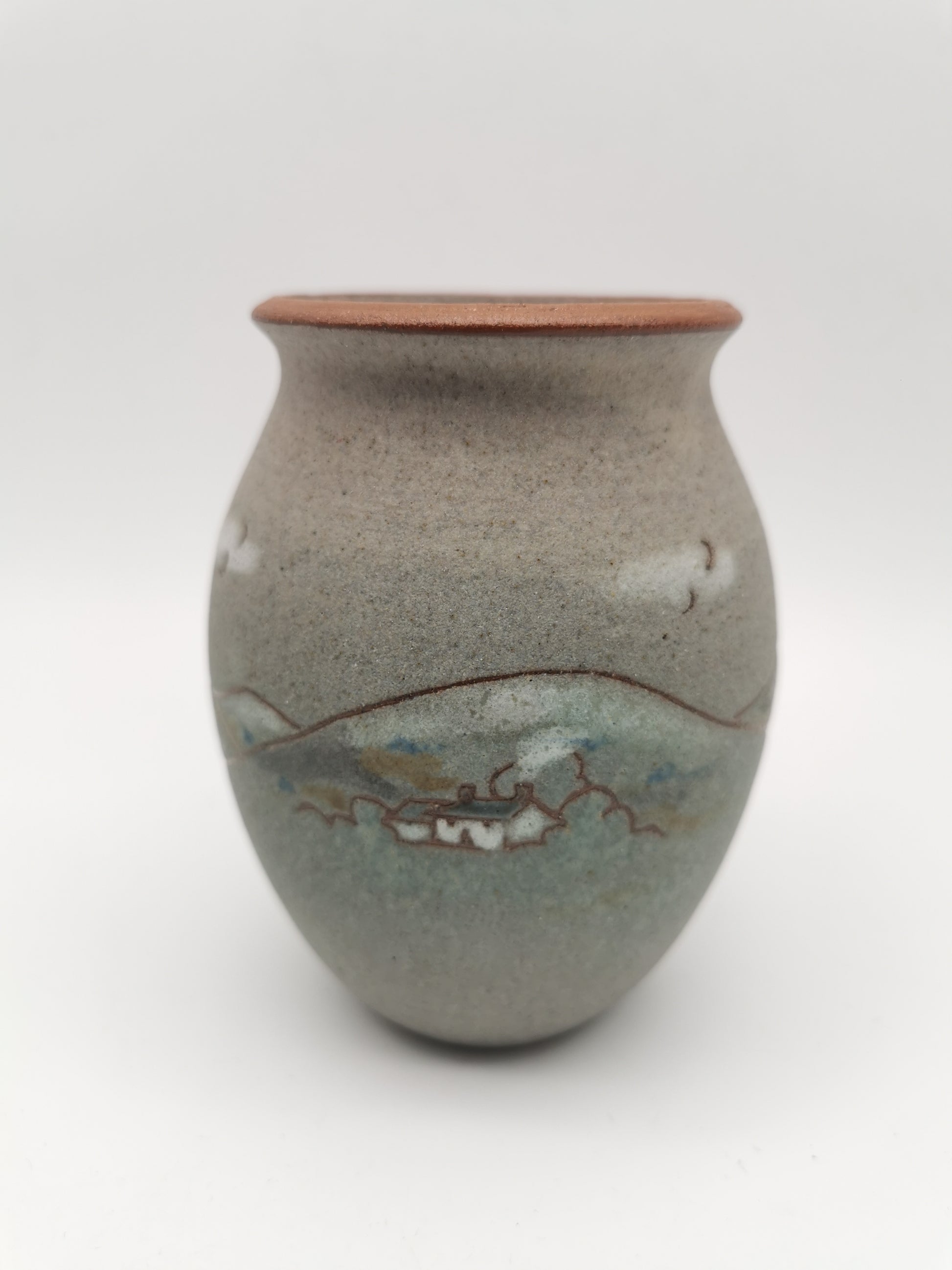 Signed Vintage Dave Wallbridge Corris Pottery Welsh Landscape Vase