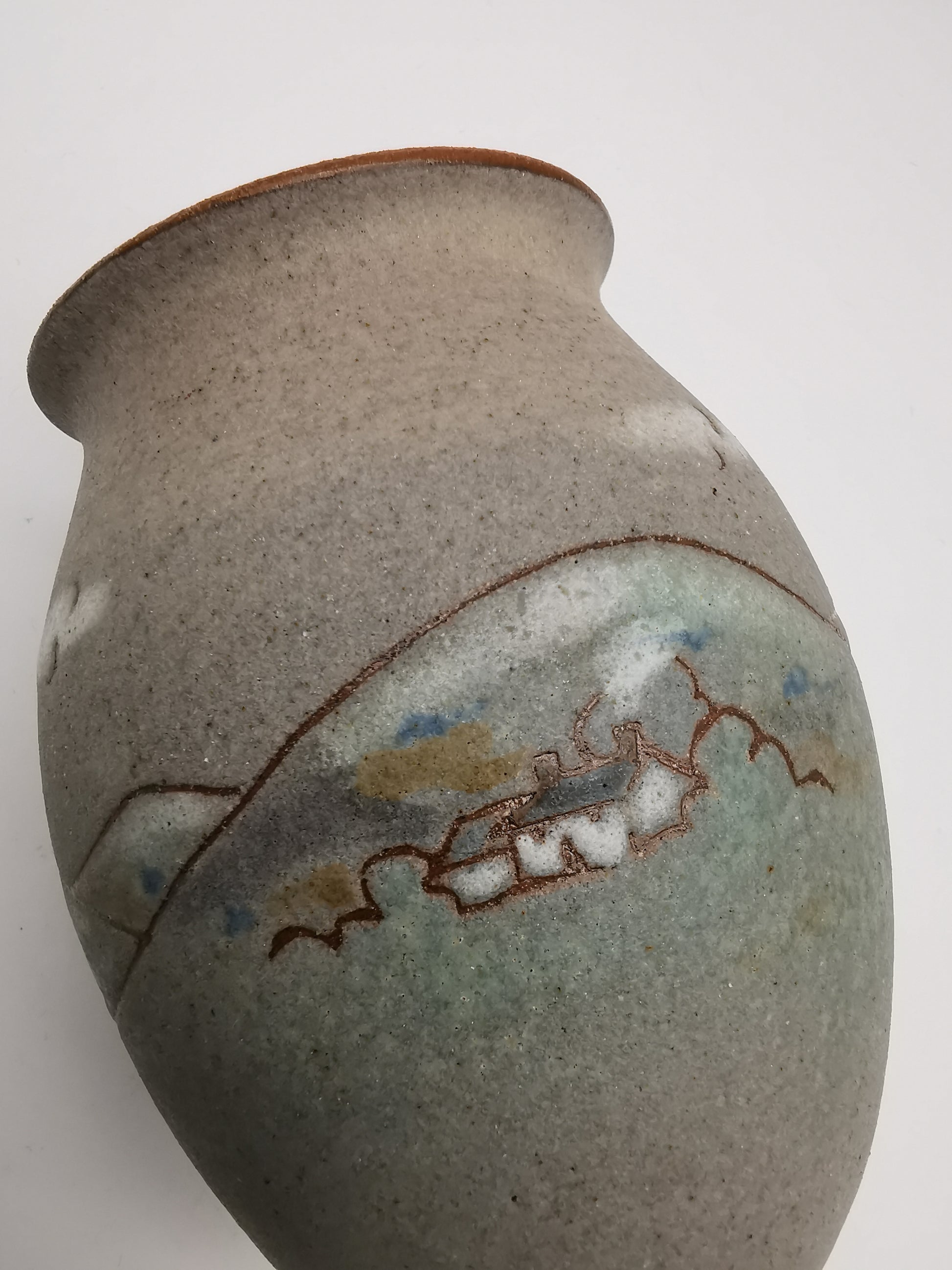 Signed Vintage Dave Wallbridge Corris Pottery Welsh Landscape Vase