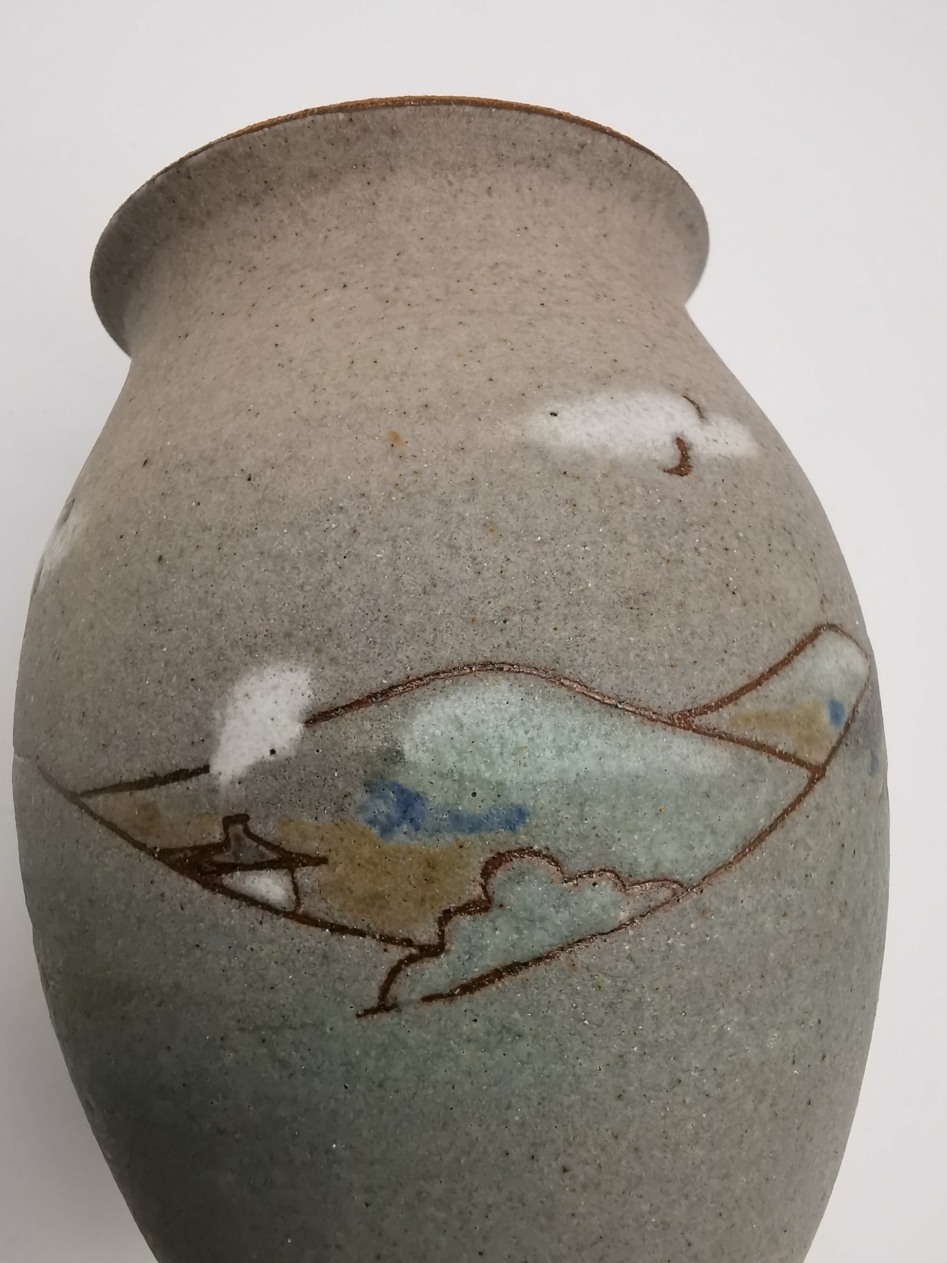 Signed Vintage Dave Wallbridge Corris Pottery Welsh Landscape Vase