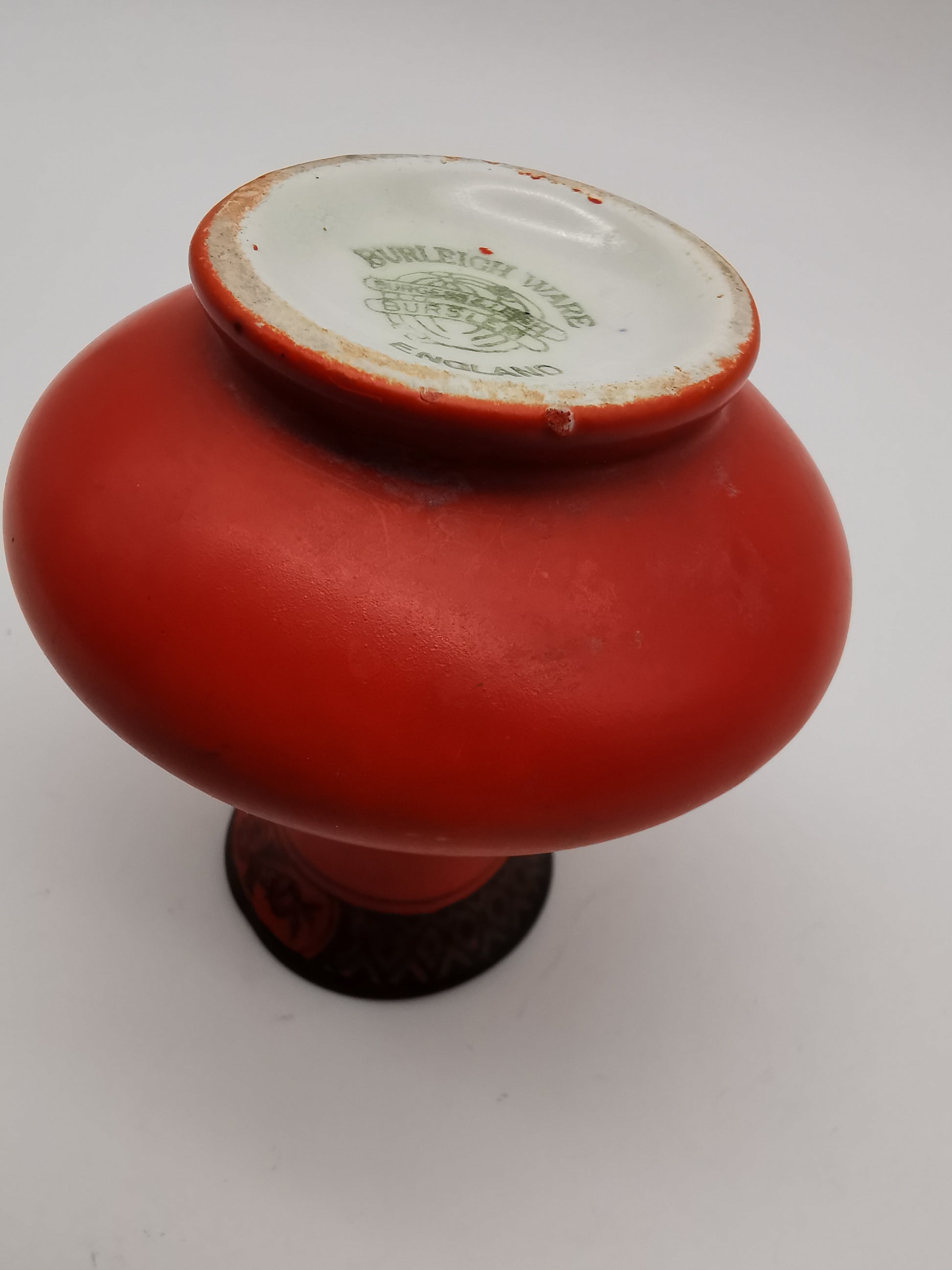 Vintage 1930s Burleigh Ware Art Deco Small Red Bud Vase - Burgess & Leigh