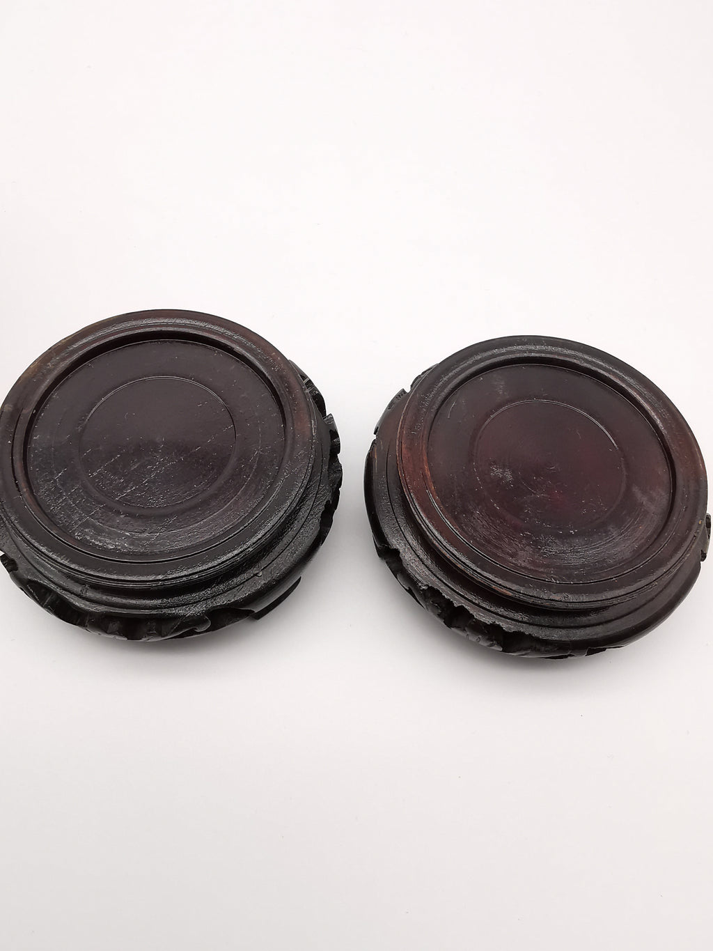Pair of Vintage Chinese Cloisonné Ginger Jars - Blue Bird and Plum Blossom, with wooden stands