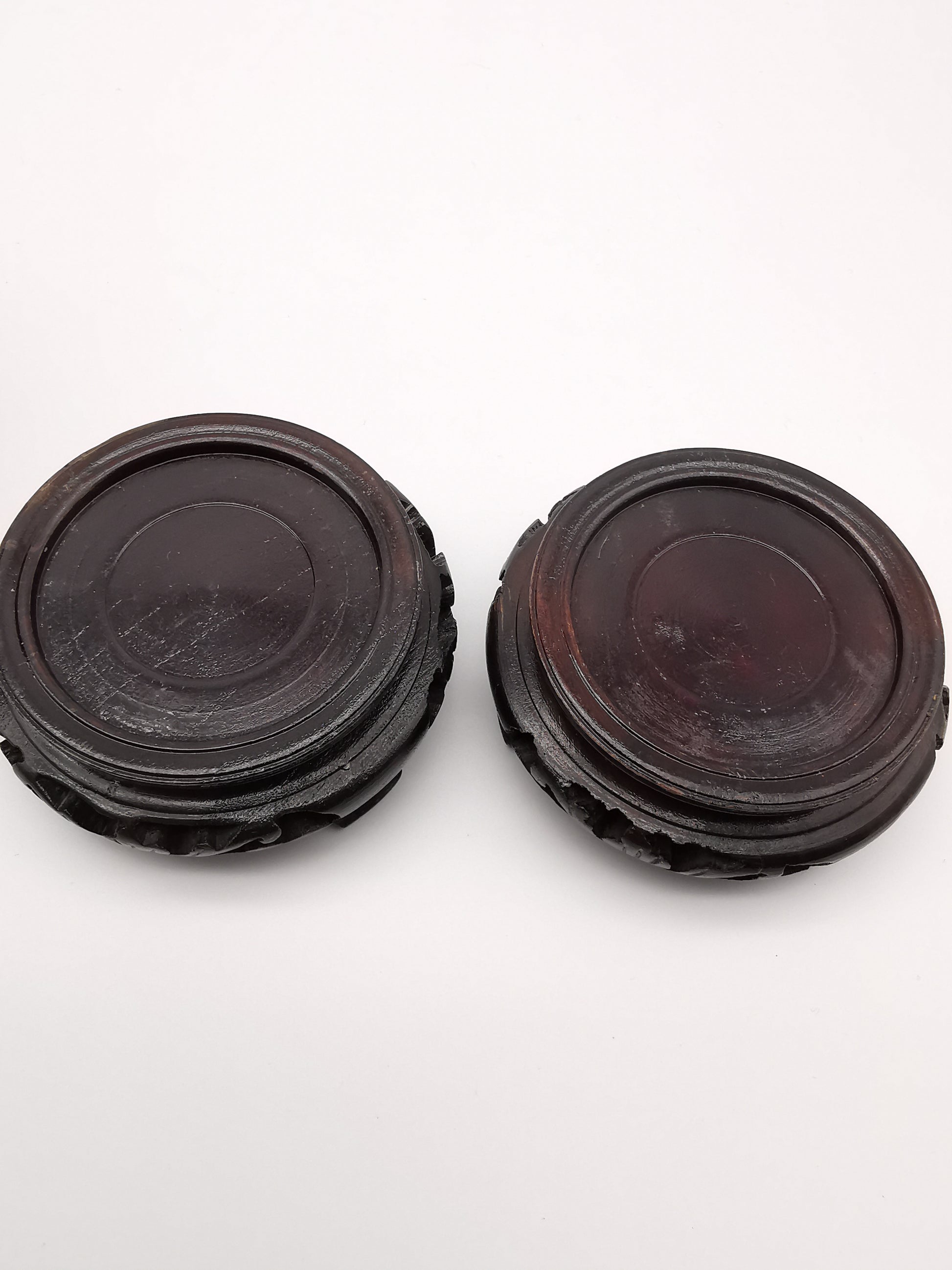 Pair of Vintage Chinese Cloisonné Ginger Jars - Blue Bird and Plum Blossom, with wooden stands