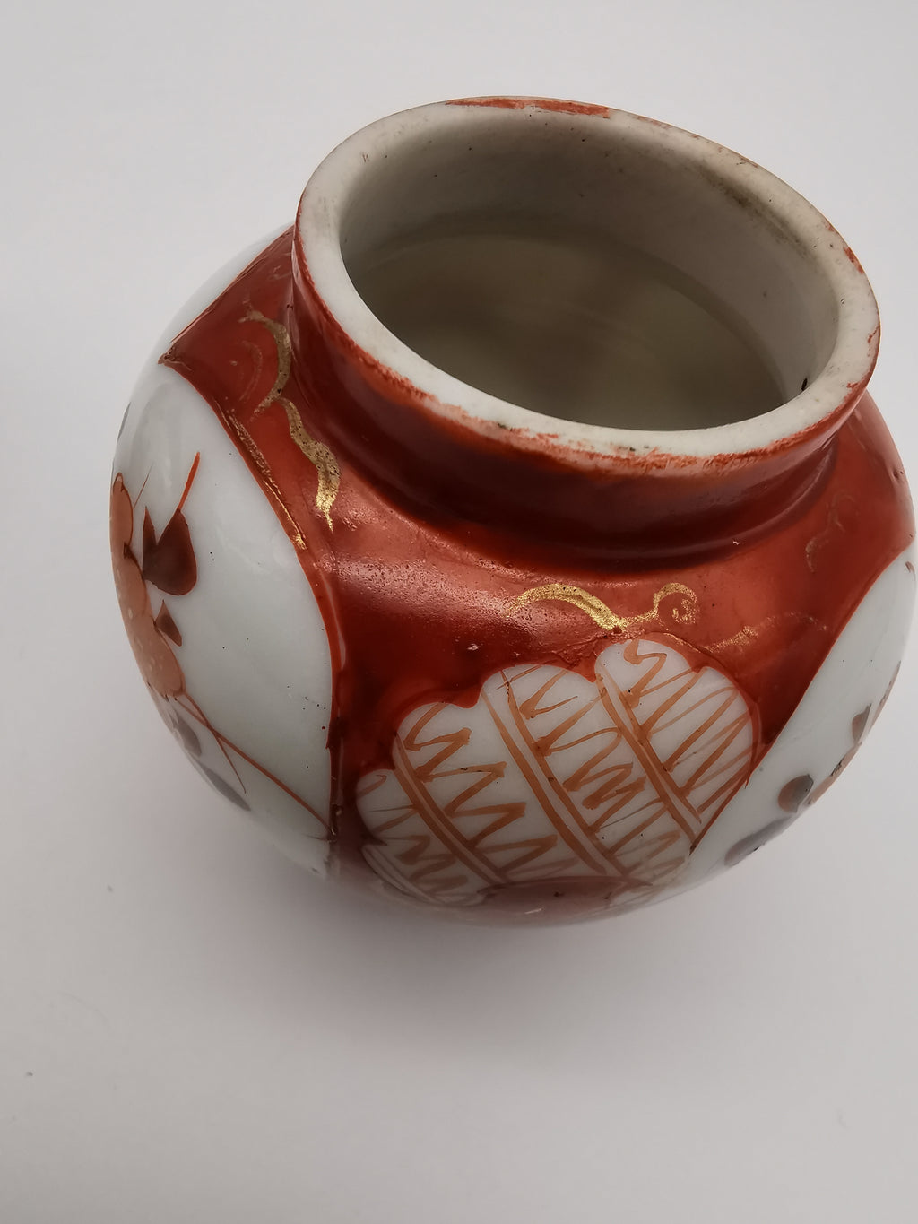 Pair of Antique Japanese Meiji Kutani Cabinet Vases – Iron Red and Gold