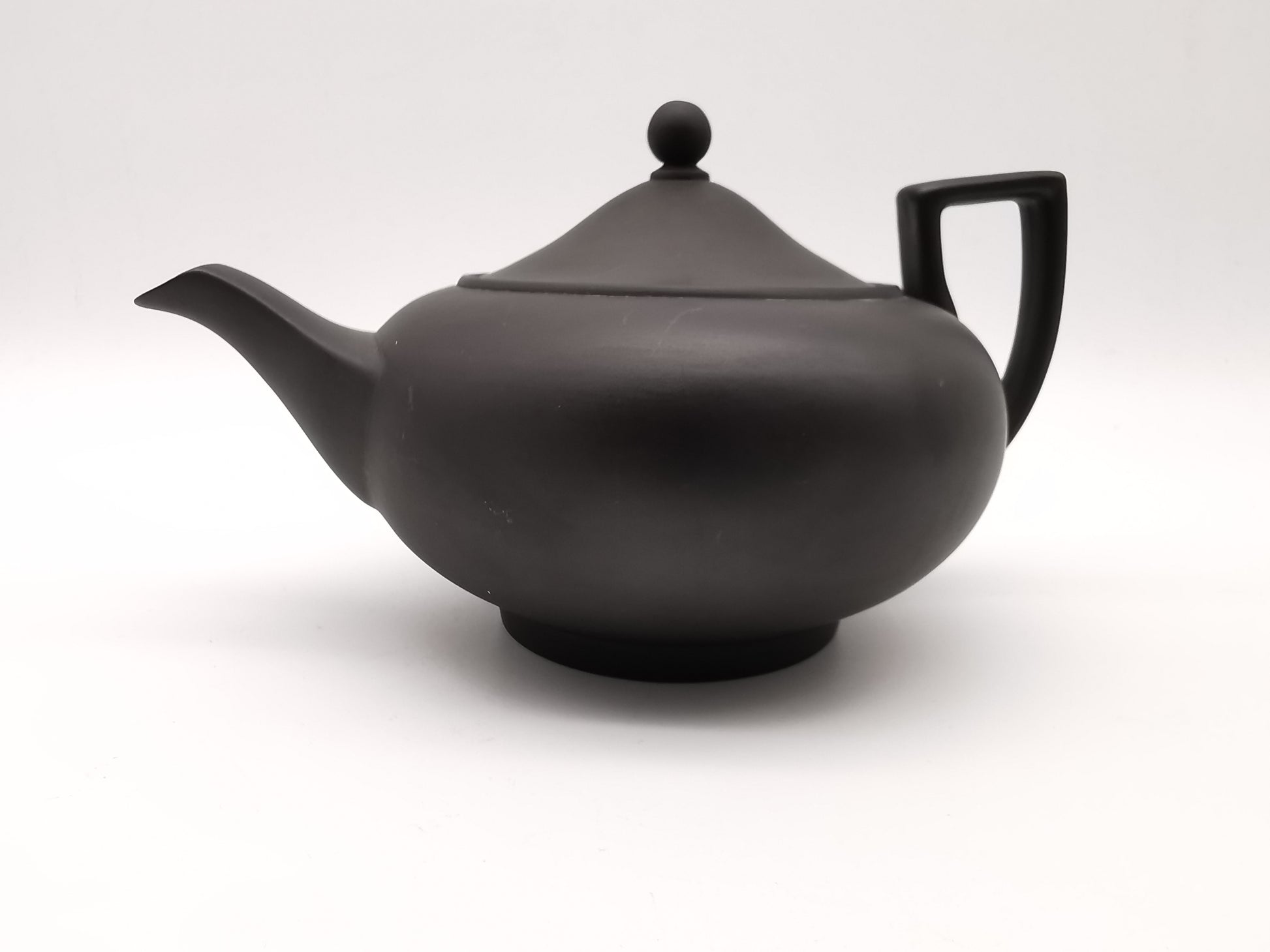 Vintage Wedgwood Black Basalt Teapot -  Matte Black Stoneware