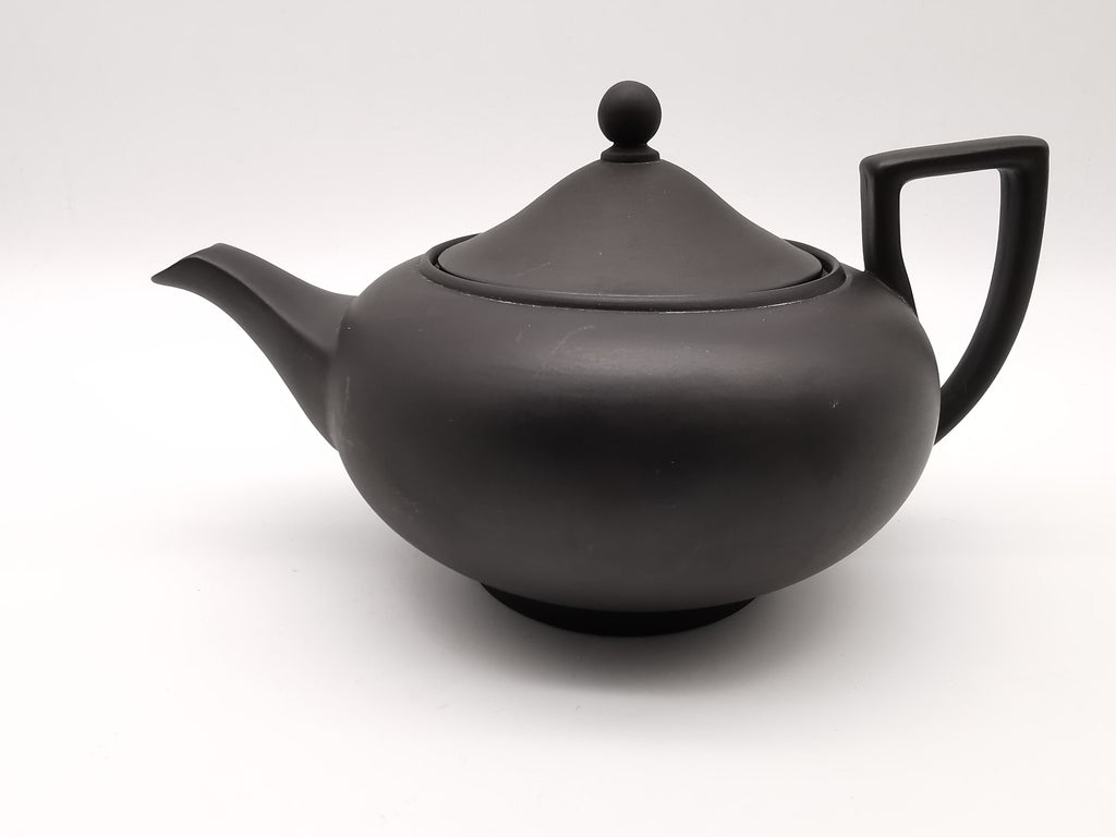 Vintage Wedgwood Black Basalt Teapot -  Matte Black Stoneware