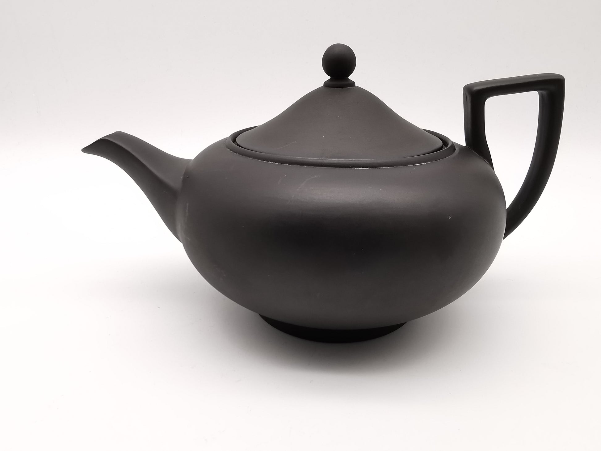 Vintage Wedgwood Black Basalt Teapot -  Matte Black Stoneware