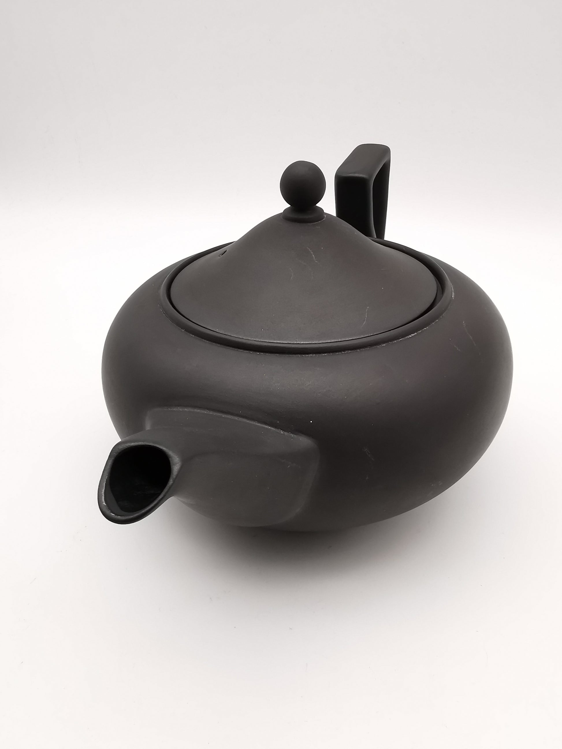 Vintage Wedgwood Black Basalt Teapot -  Matte Black Stoneware