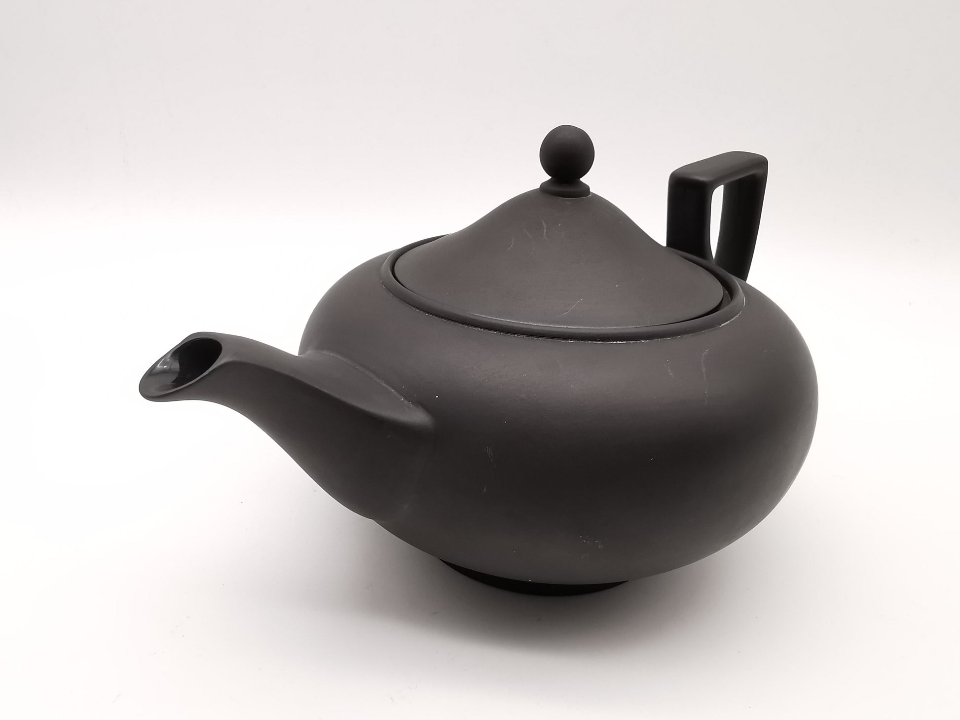 Vintage Wedgwood Black Basalt Teapot -  Matte Black Stoneware