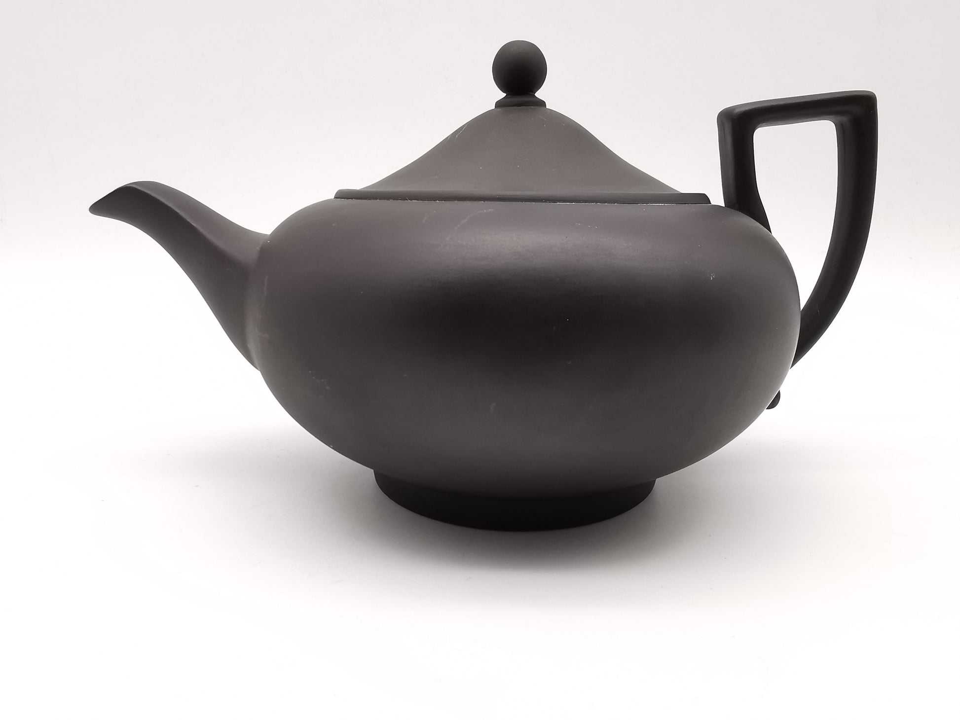 Vintage Wedgwood Black Basalt Teapot -  Matte Black Stoneware