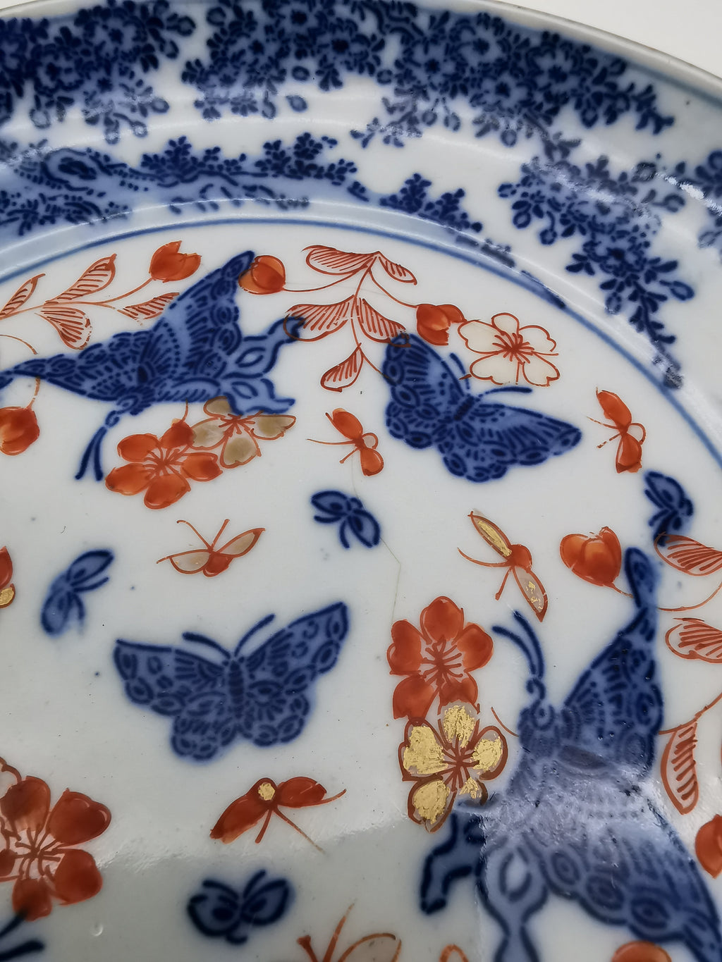 Antique 19th Century Chinese Imari Butterfly Export Plate