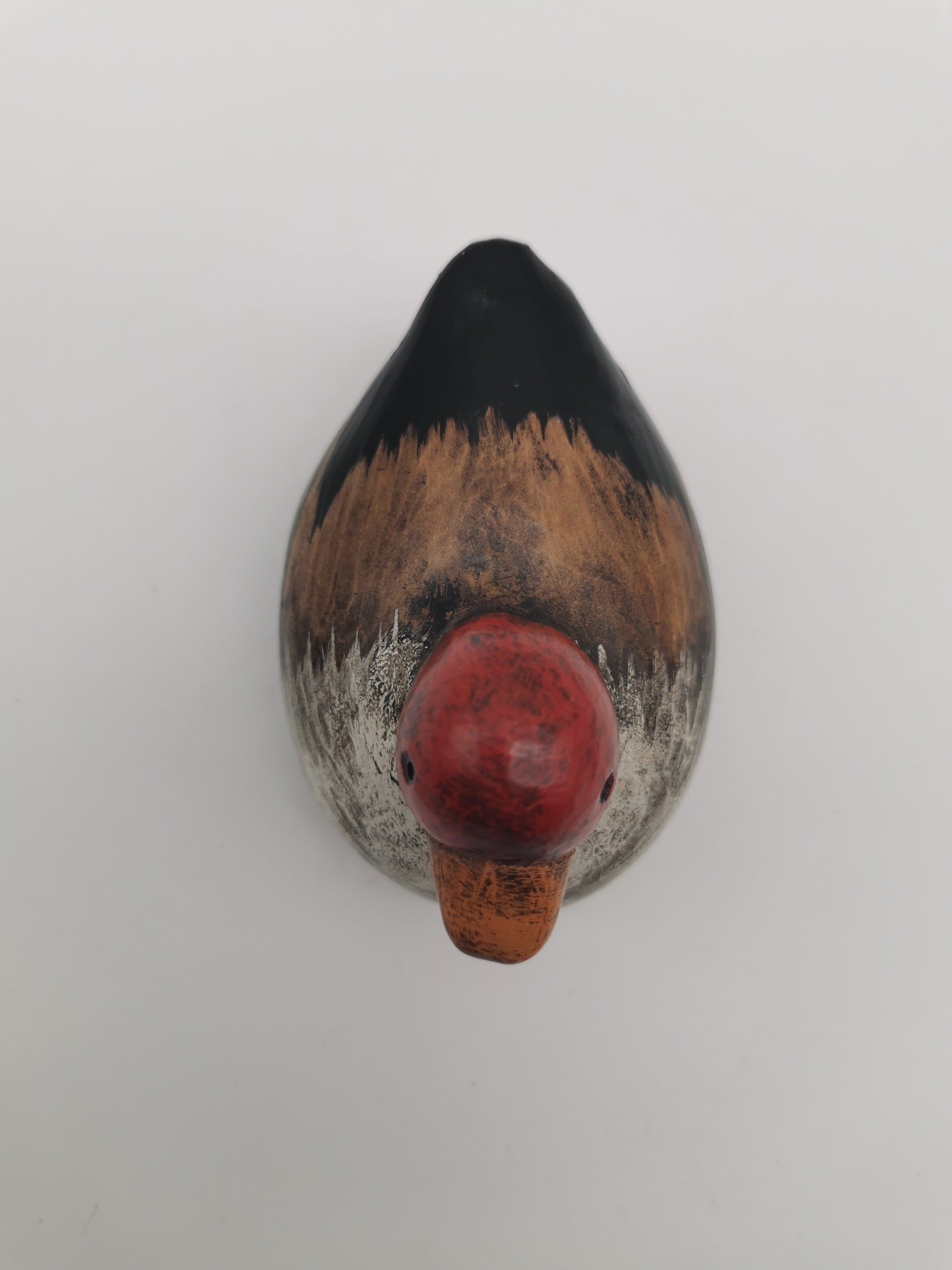 Vintage Small Clay Duck Figurine – Hand-Painted Rustic Folk Art Bird Sculpture, Signed