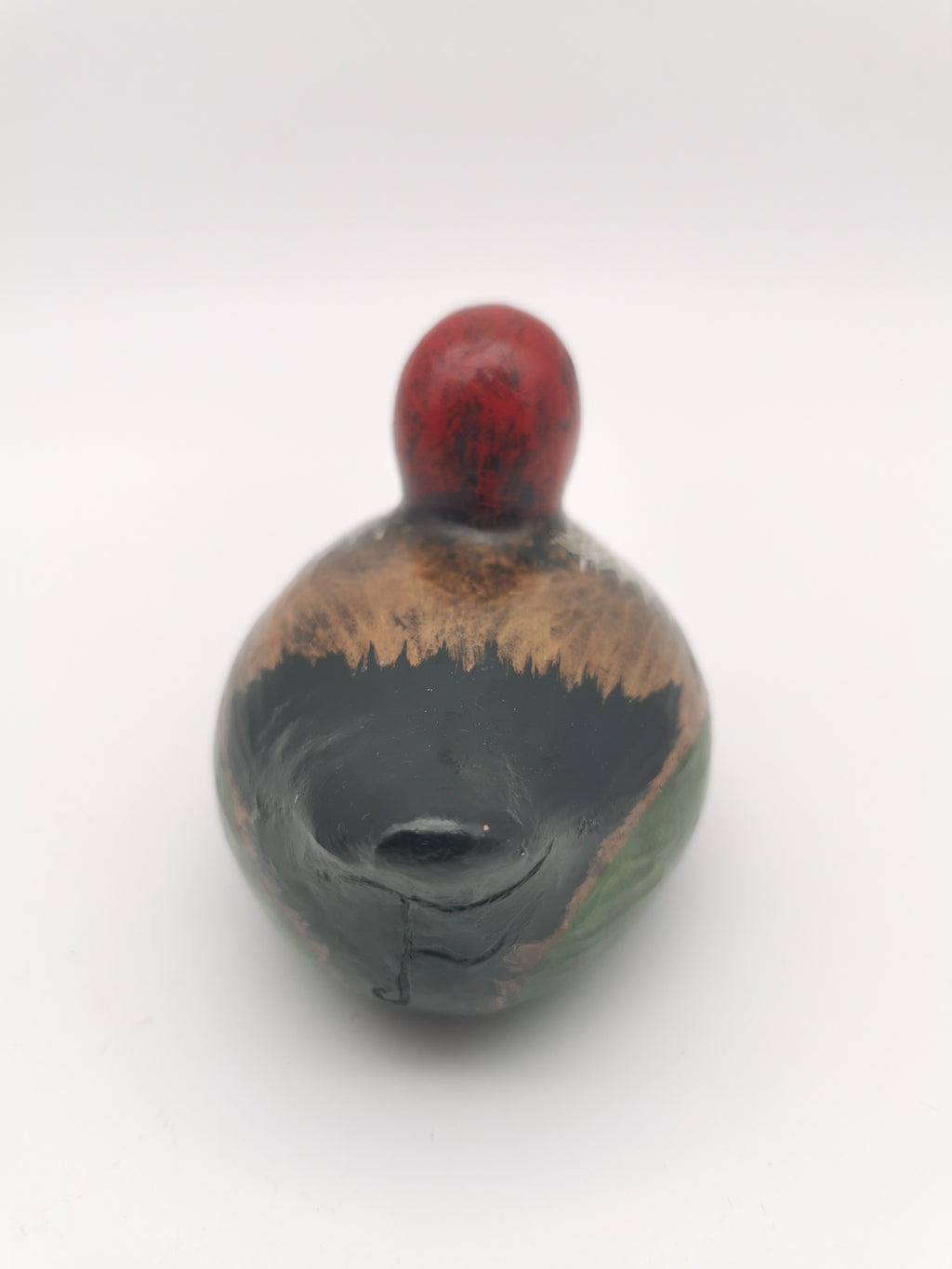 Vintage Small Clay Duck Figurine – Hand-Painted Rustic Folk Art Bird Sculpture, Signed