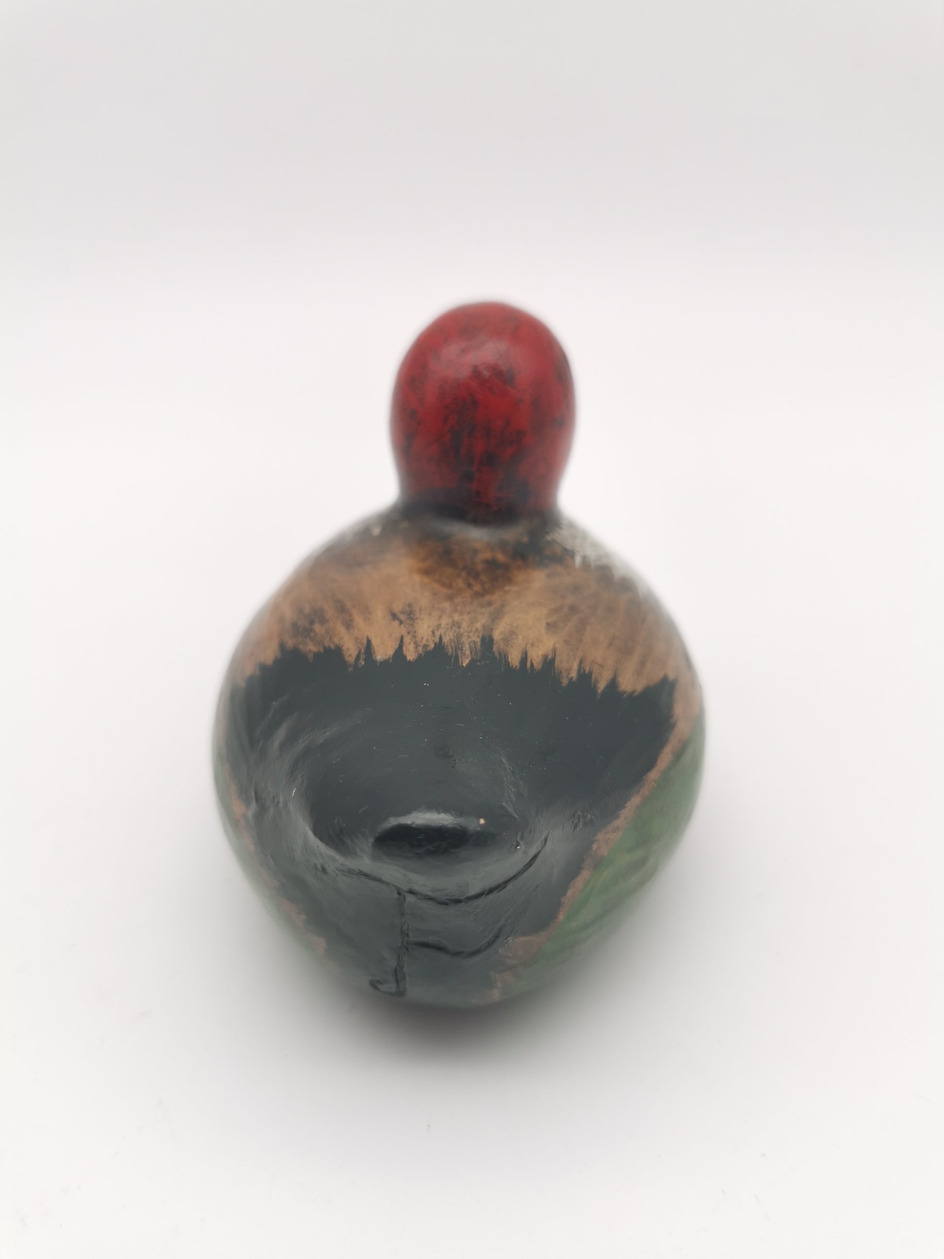 Vintage Small Clay Duck Figurine – Hand-Painted Rustic Folk Art Bird Sculpture, Signed